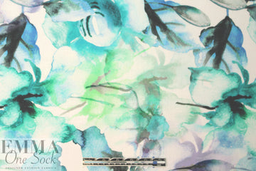 100% linen digital print - aquaflora