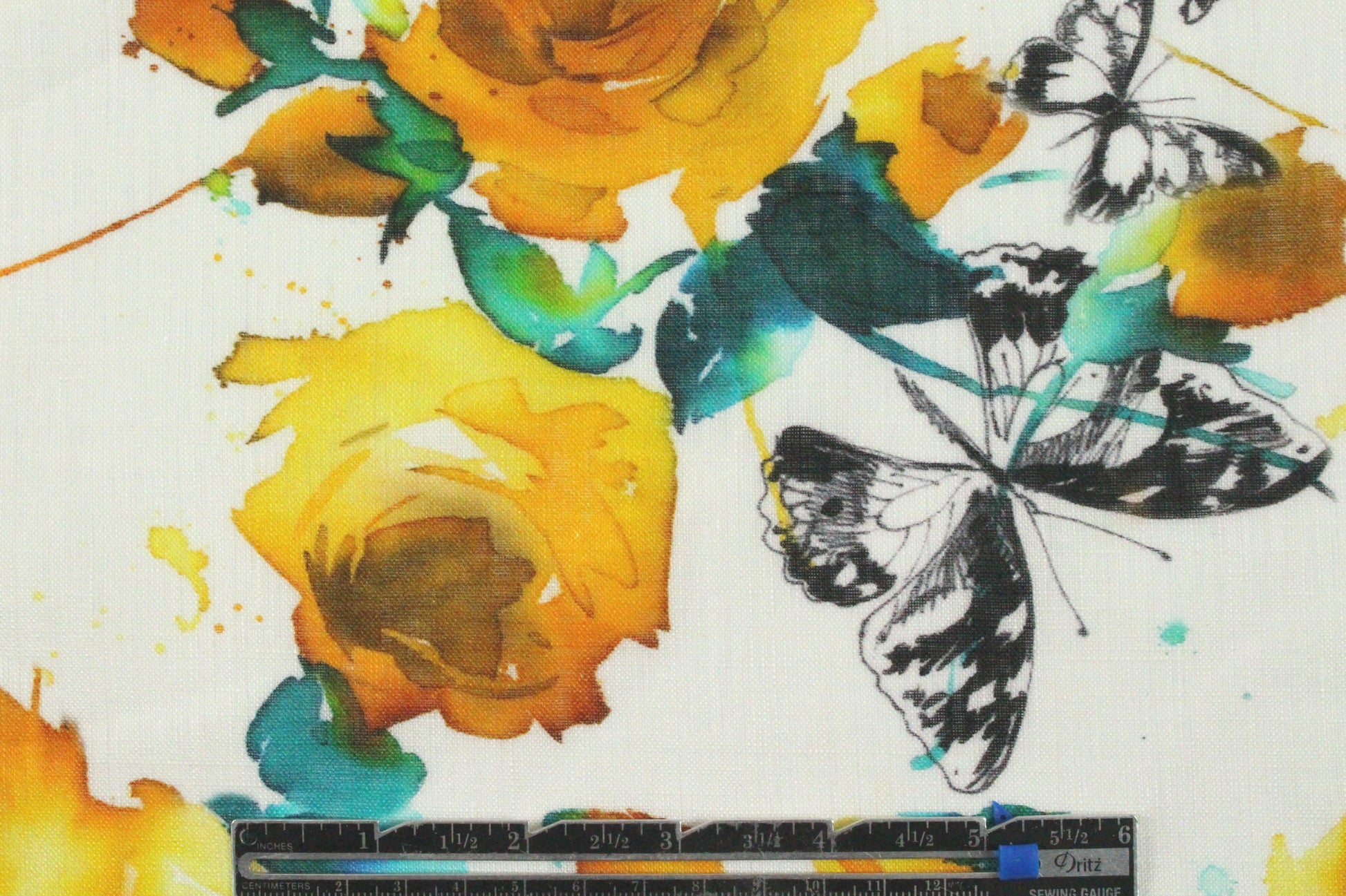 100% linen digital print - citrus rose 1.625 yd