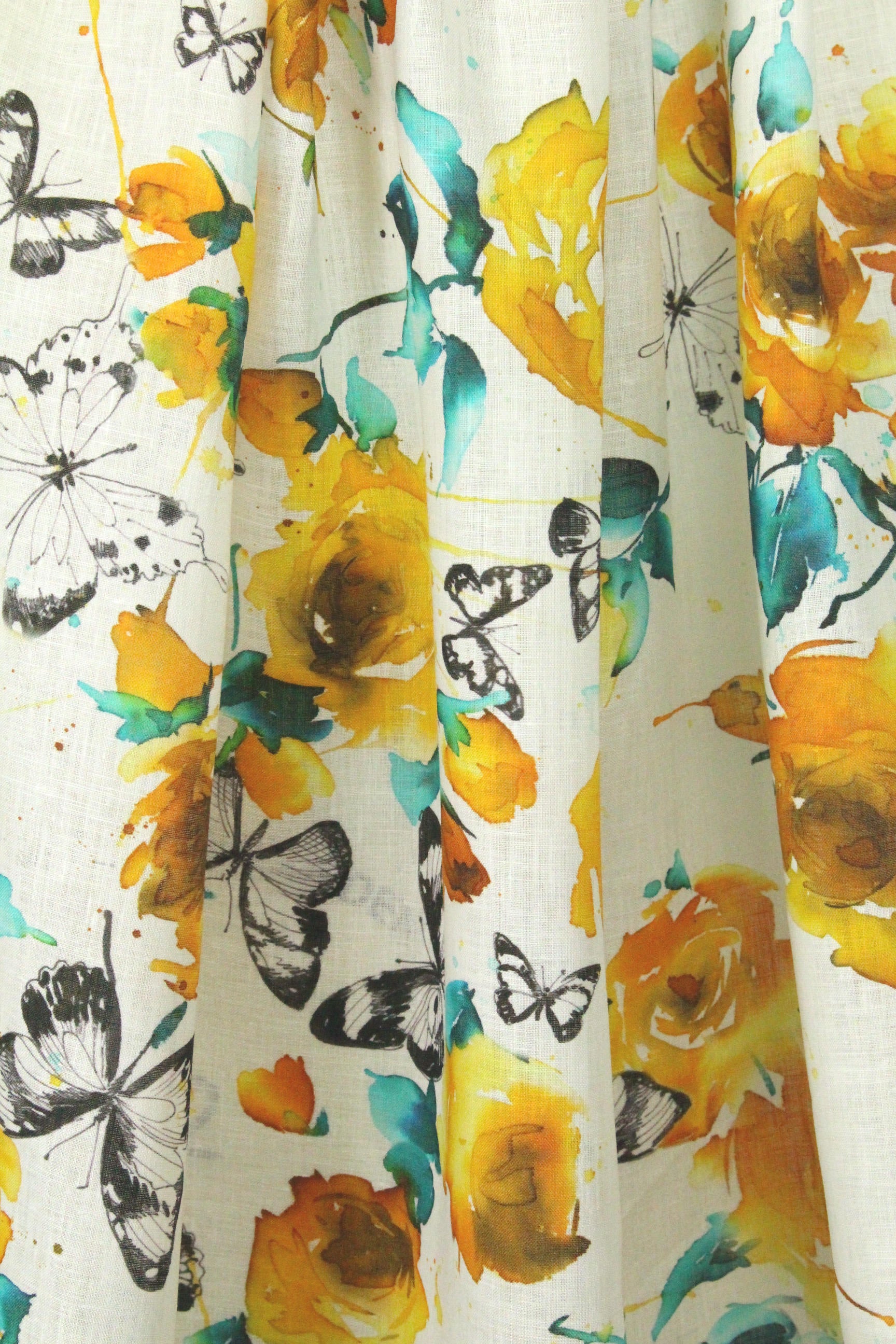 100% linen digital print - citrus rose 1.75 yd