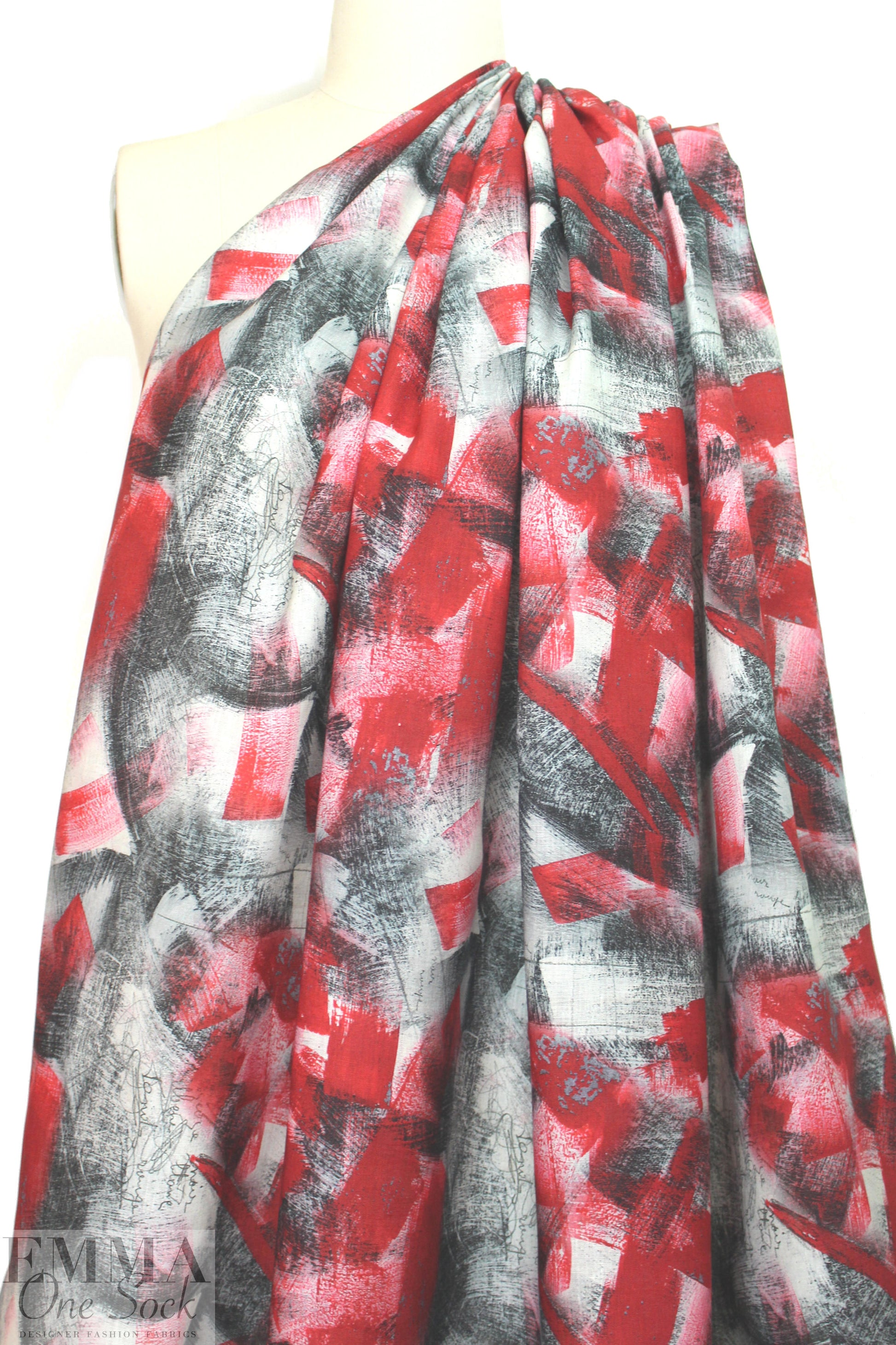 100% linen digital print - brushstroke abstract