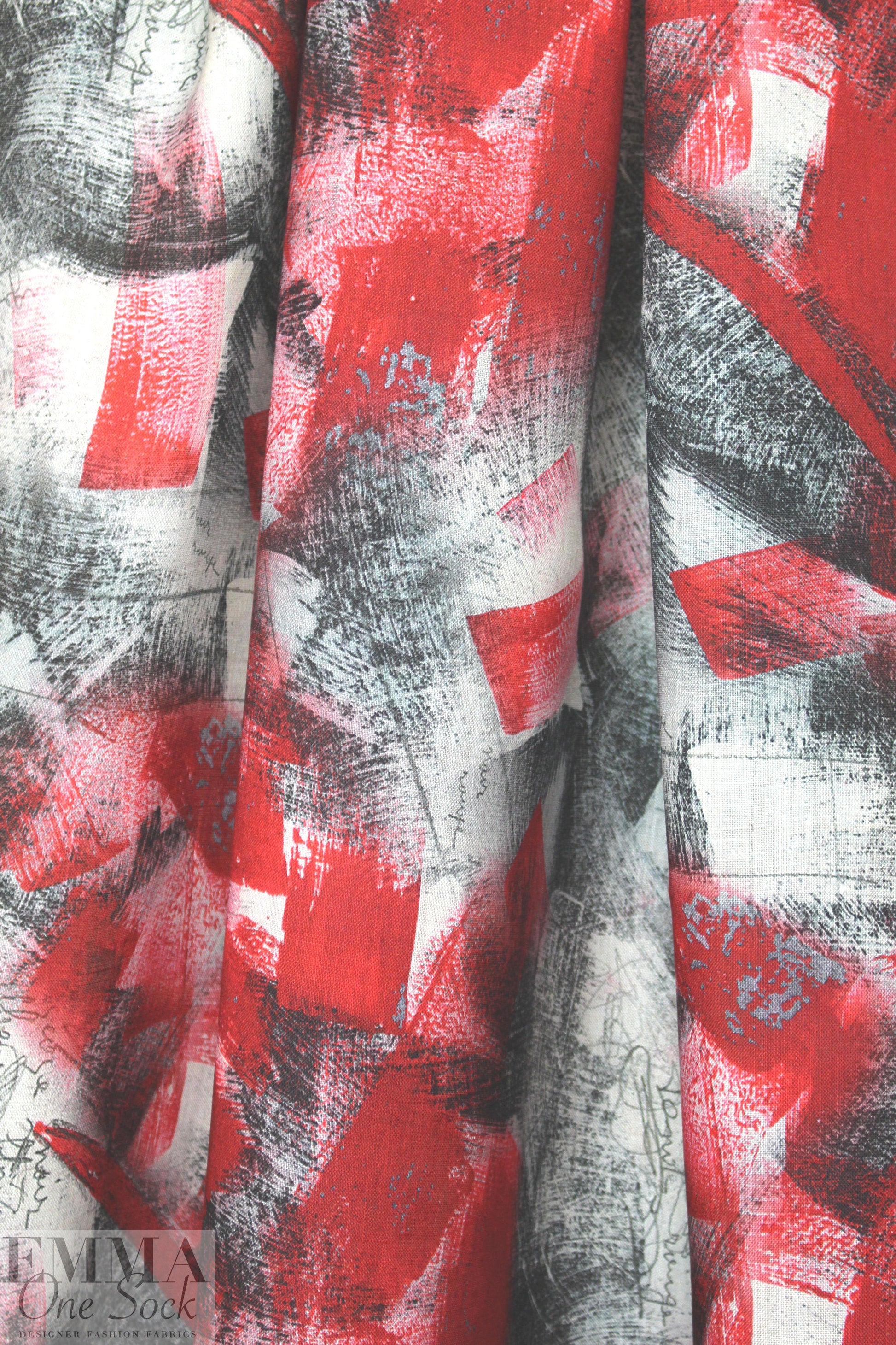 100% linen digital print - brushstroke abstract