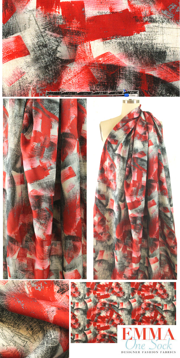 100% linen digital print - brushstroke abstract 1.375 yd