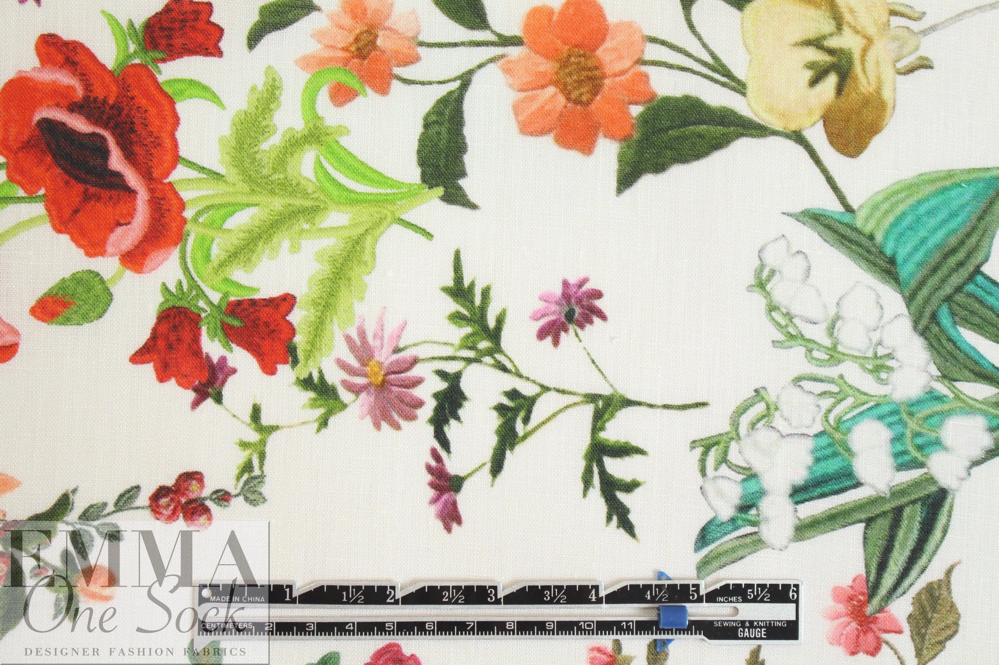 100% linen digital print - botanical display 1 yard