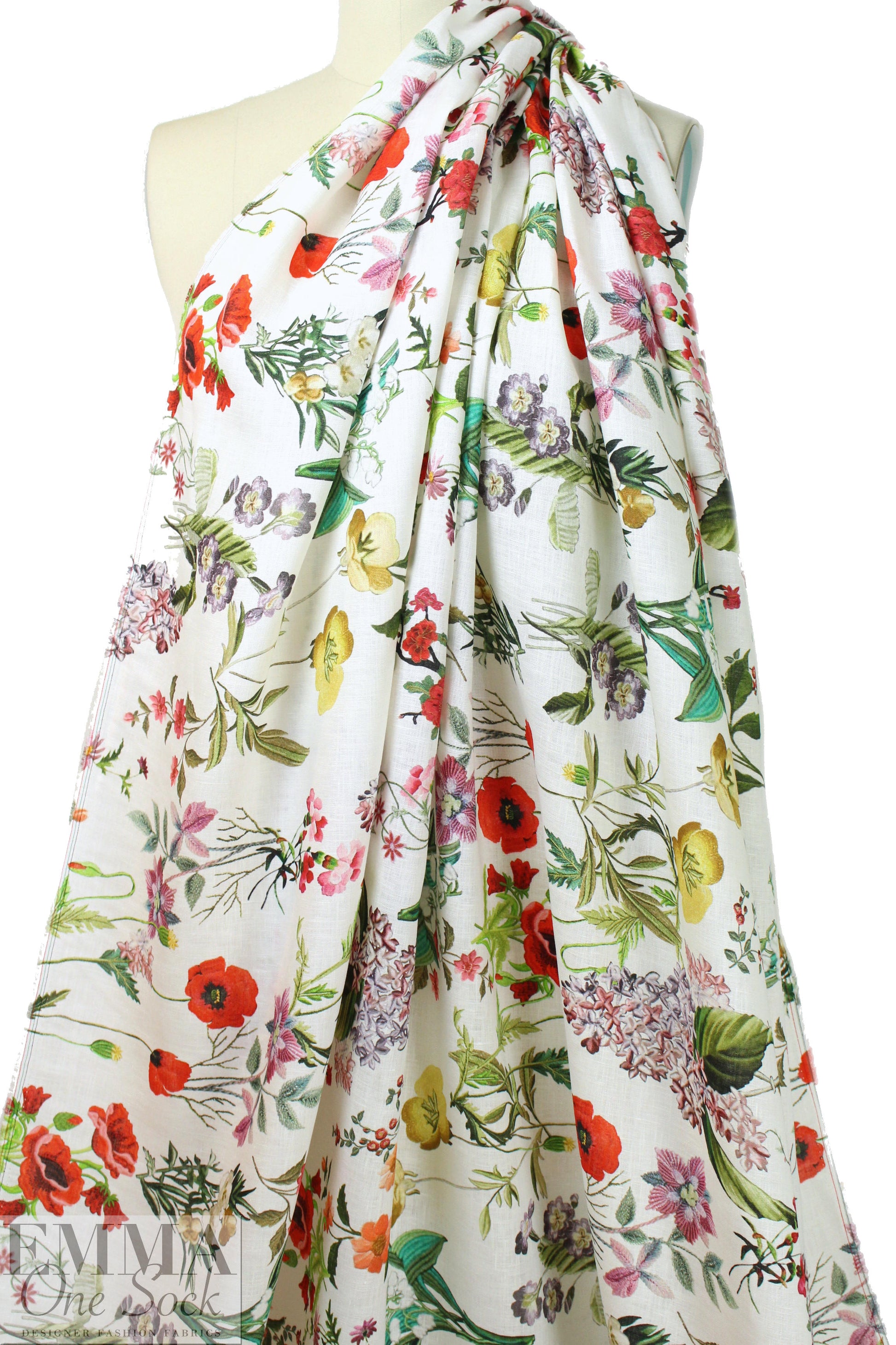 100% linen digital print - botanical display 1.375 yd