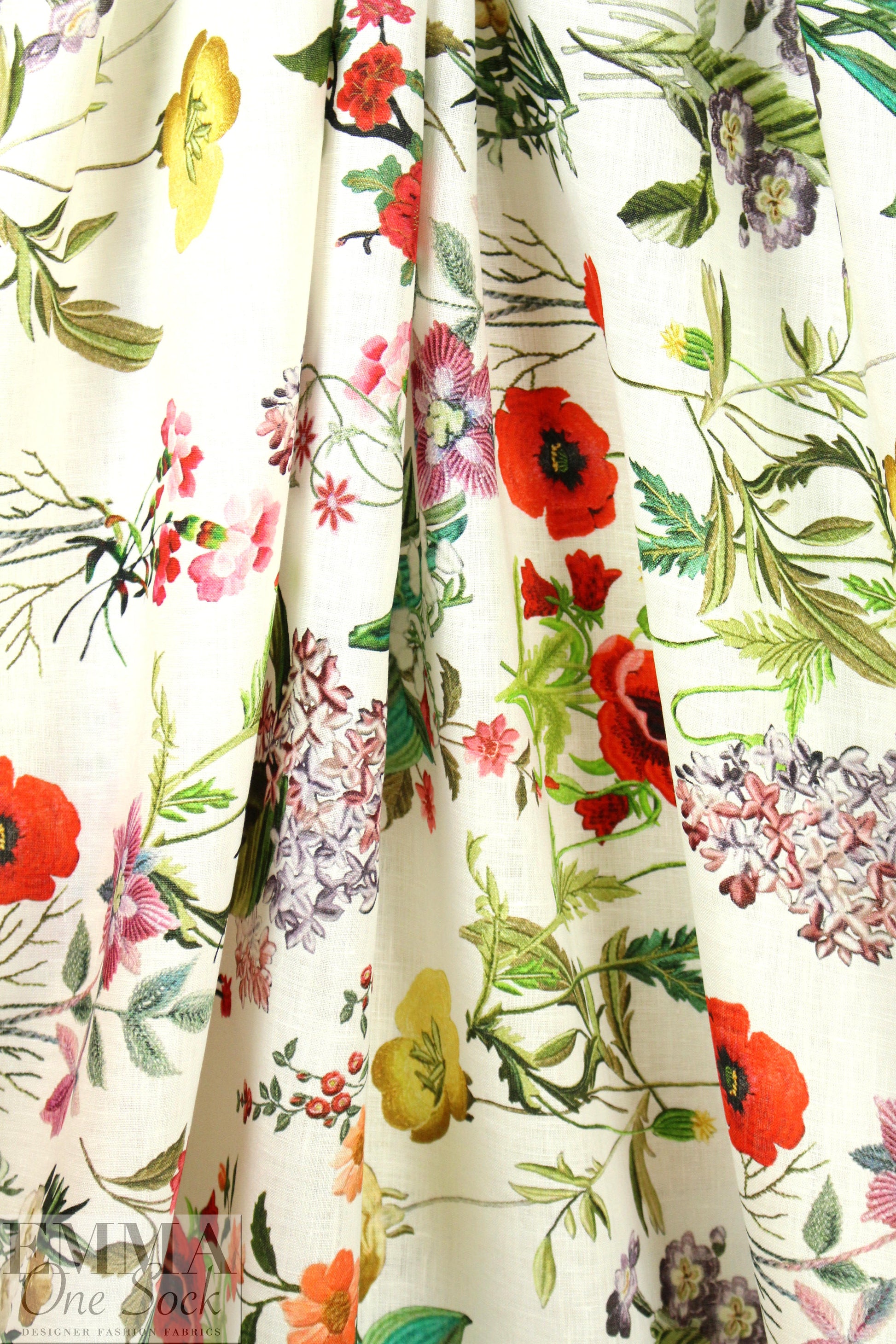 100% linen digital print - botanical display 1.875 yd