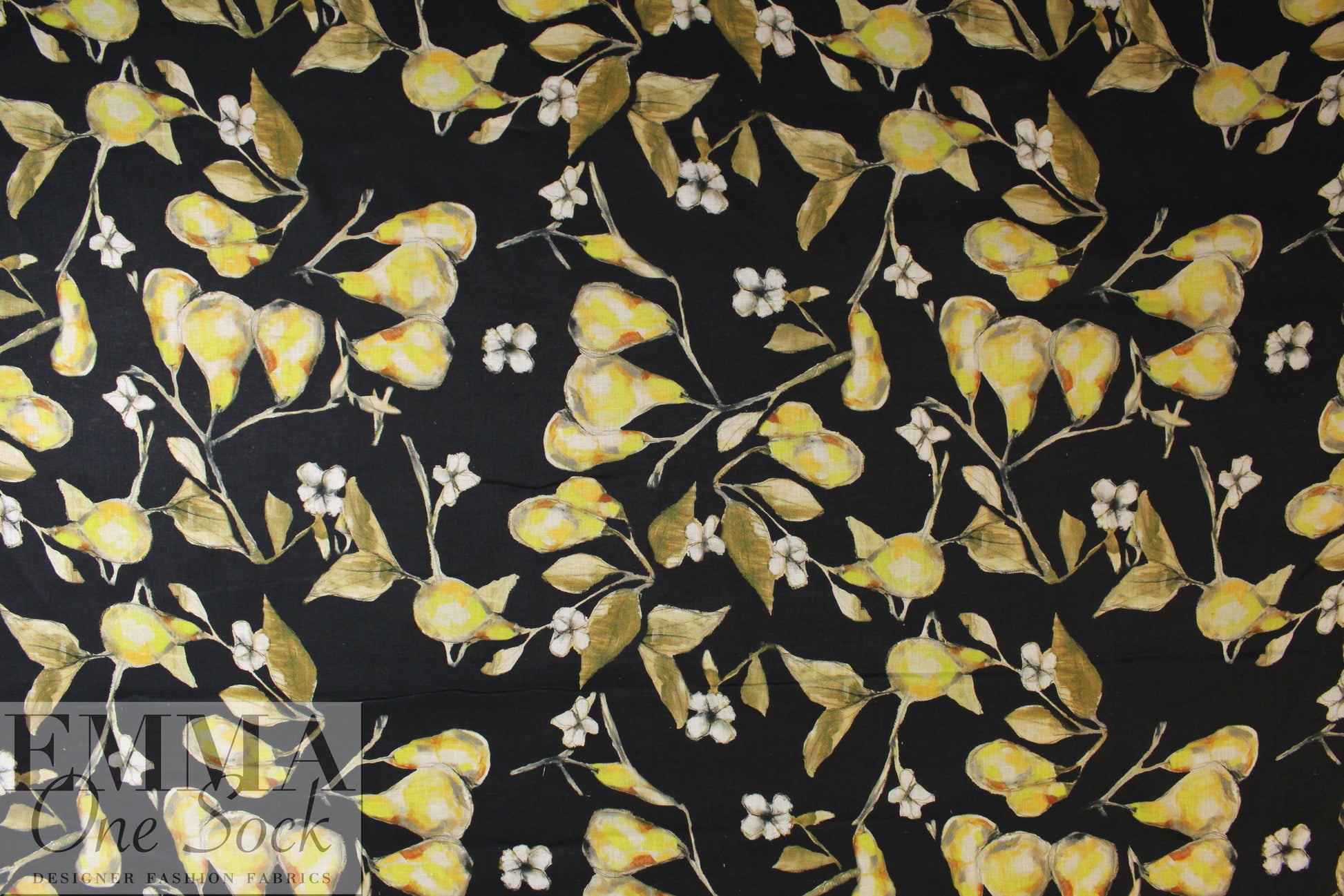 100% linen digital print - pear tree .875 yds