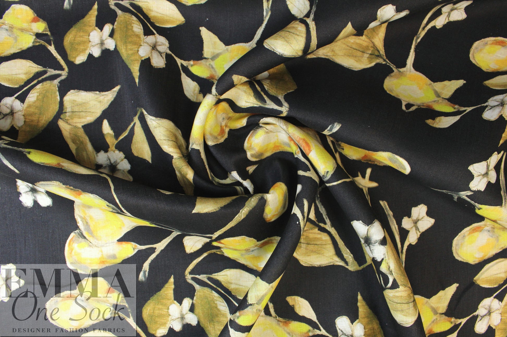 100% linen digital print - pear tree