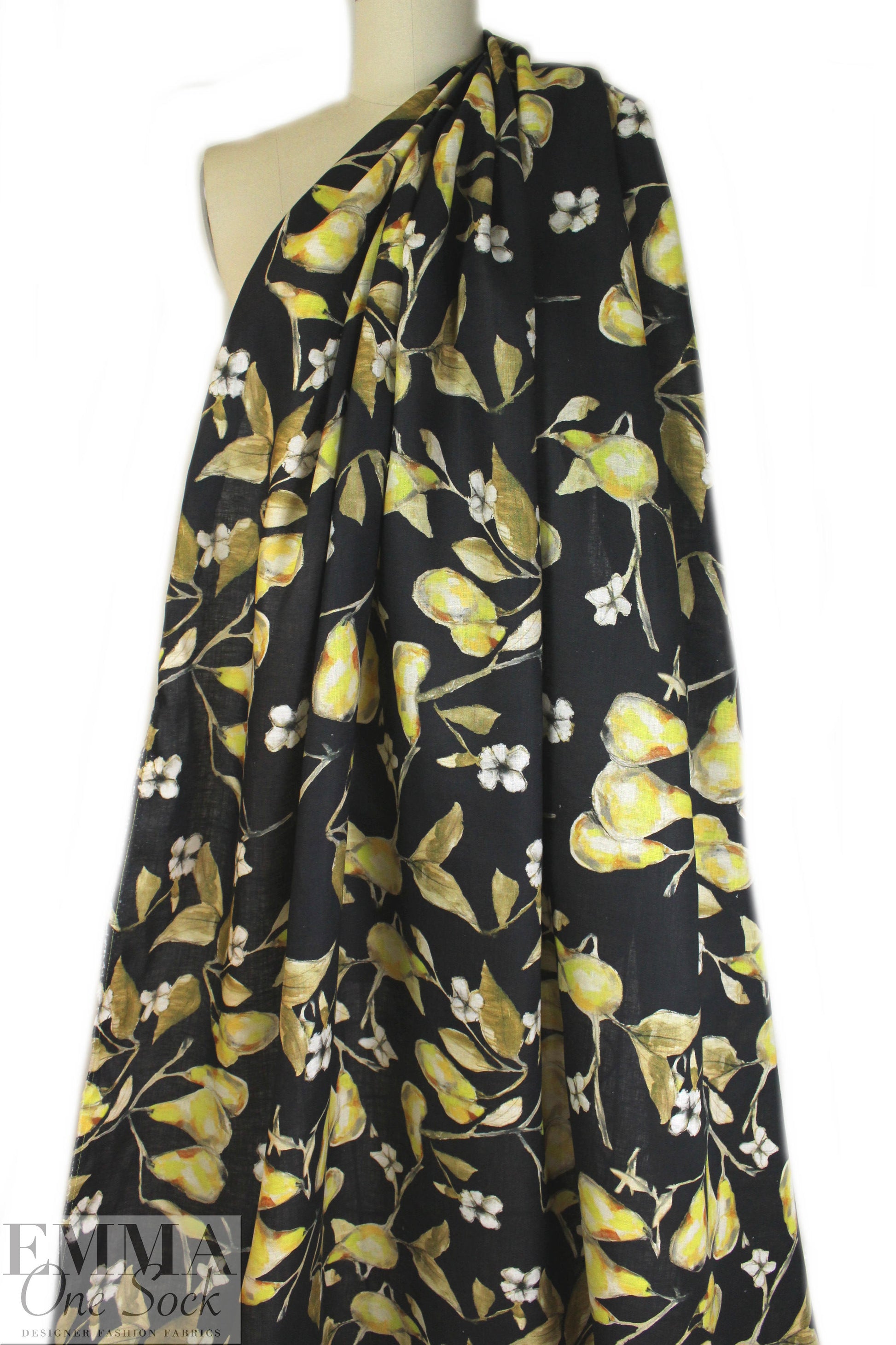100% linen digital print - pear tree