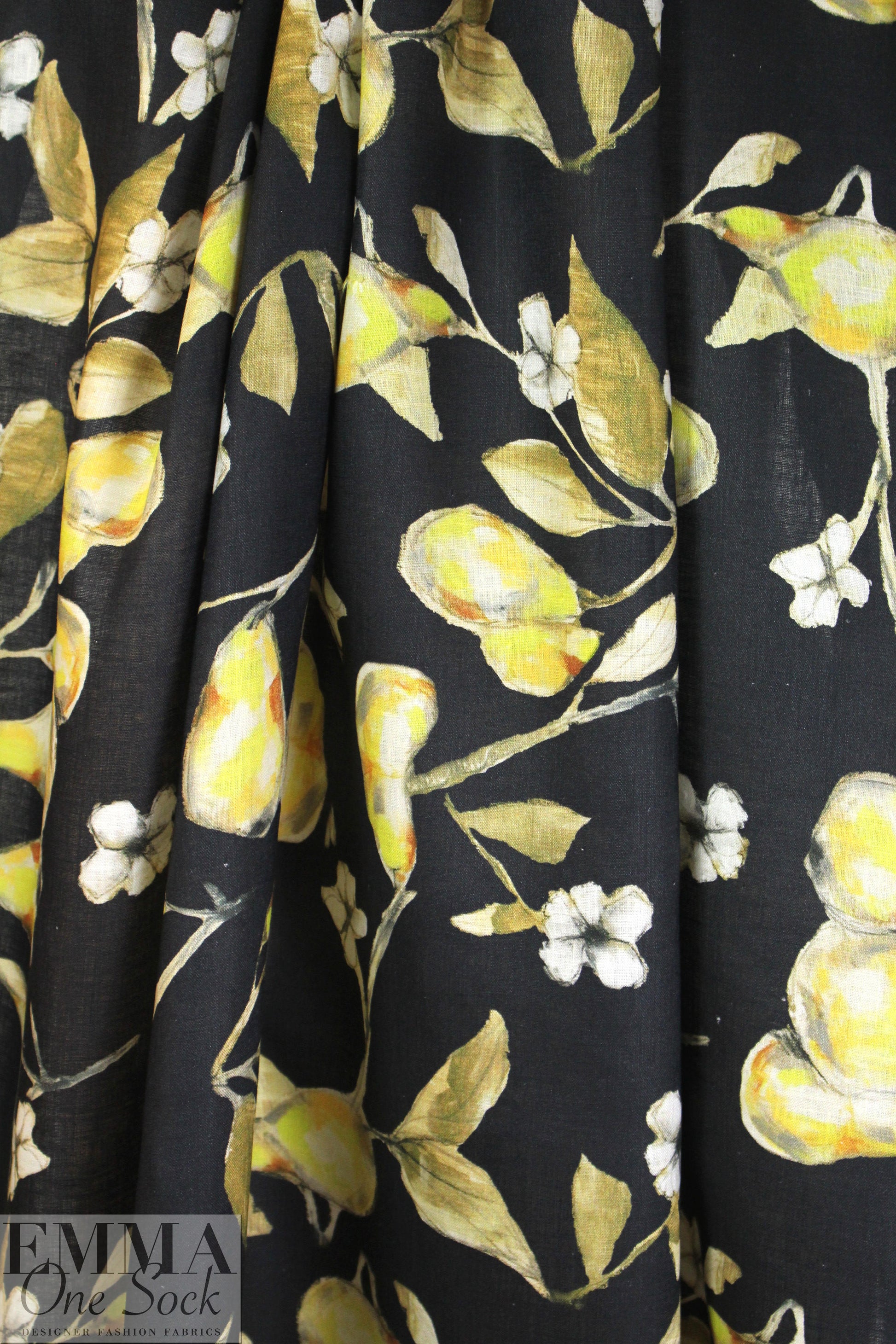 100% linen digital print - pear tree