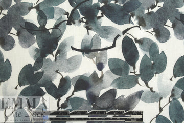 100% linen digital print - shadow leaves