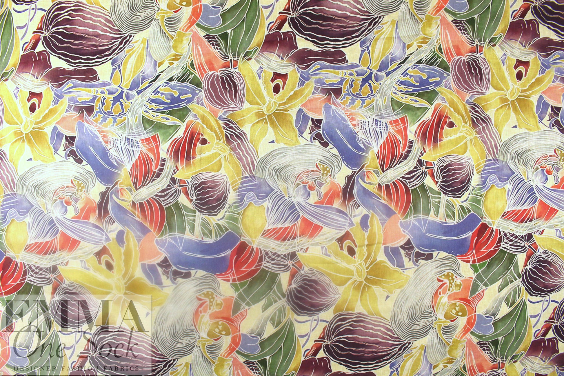 100% linen digital print - botanical riddle 1.66 yd