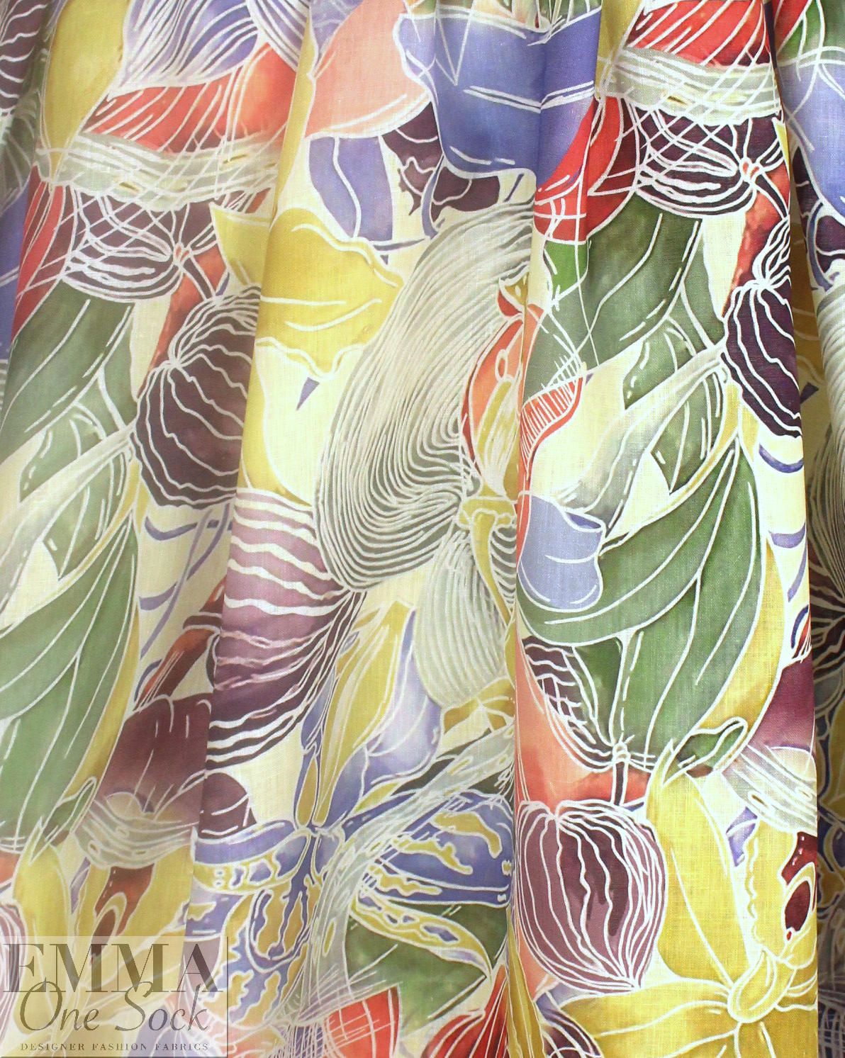 100% linen digital print - botanical riddle 1.66 yd