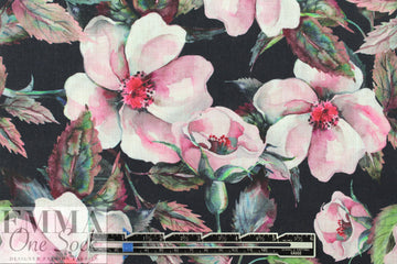100% linen digital print - floral nocturne 2 yd