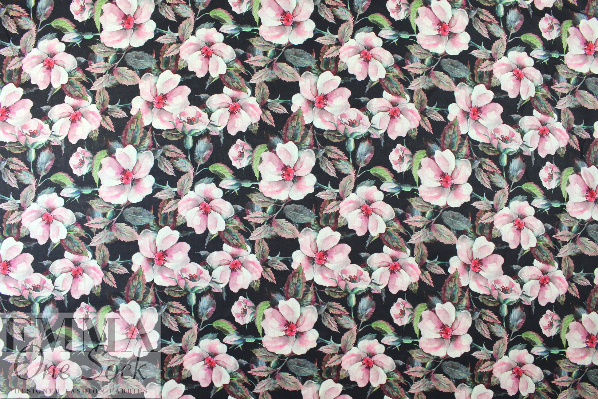 100% linen digital print - floral nocturne 2 yd