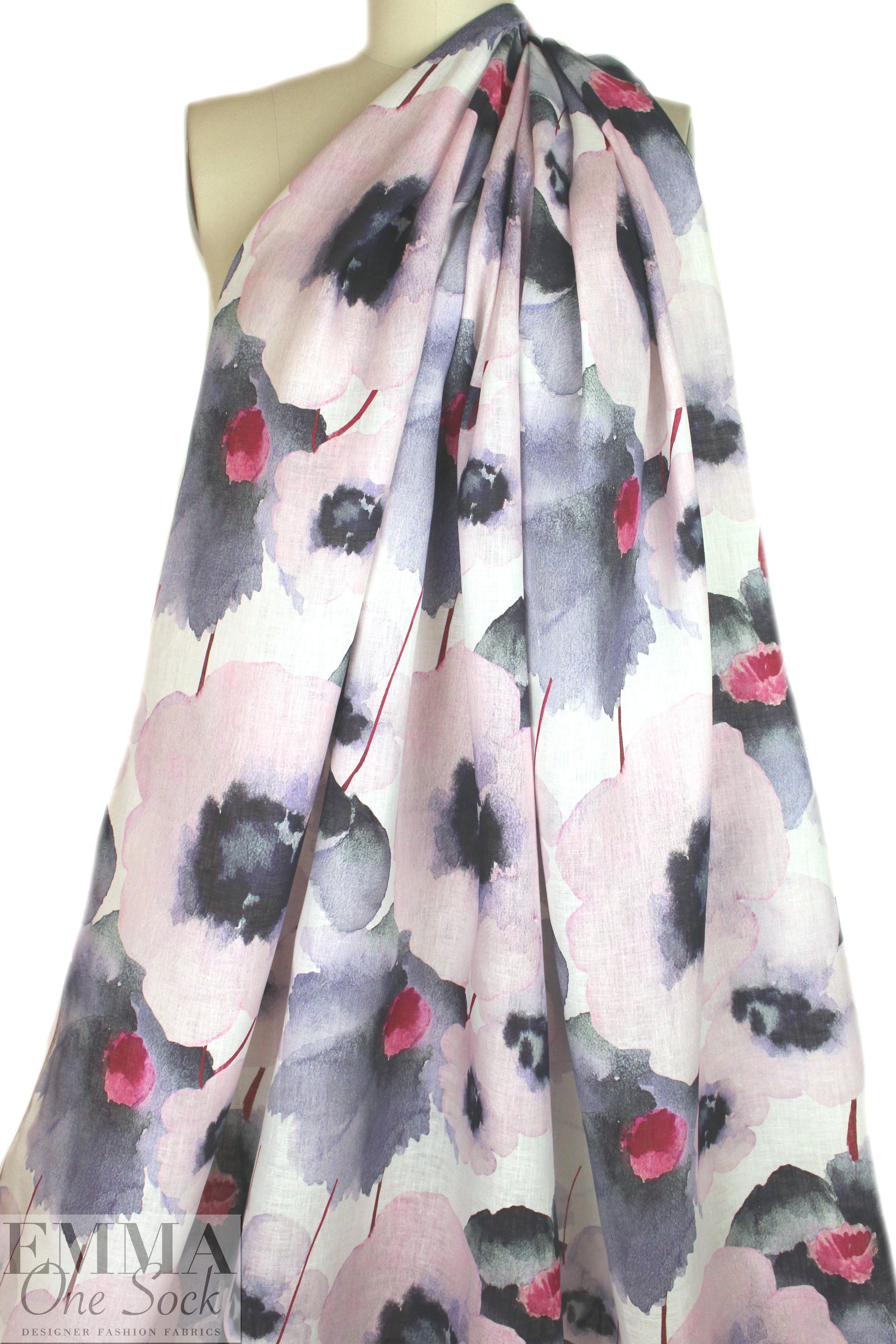 100% linen digital print - poppy paradise 1.5 yds