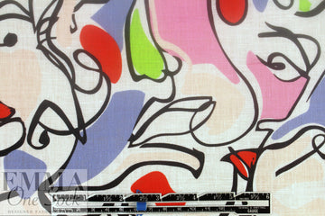 100% linen digital print - face to face 1.5 yds