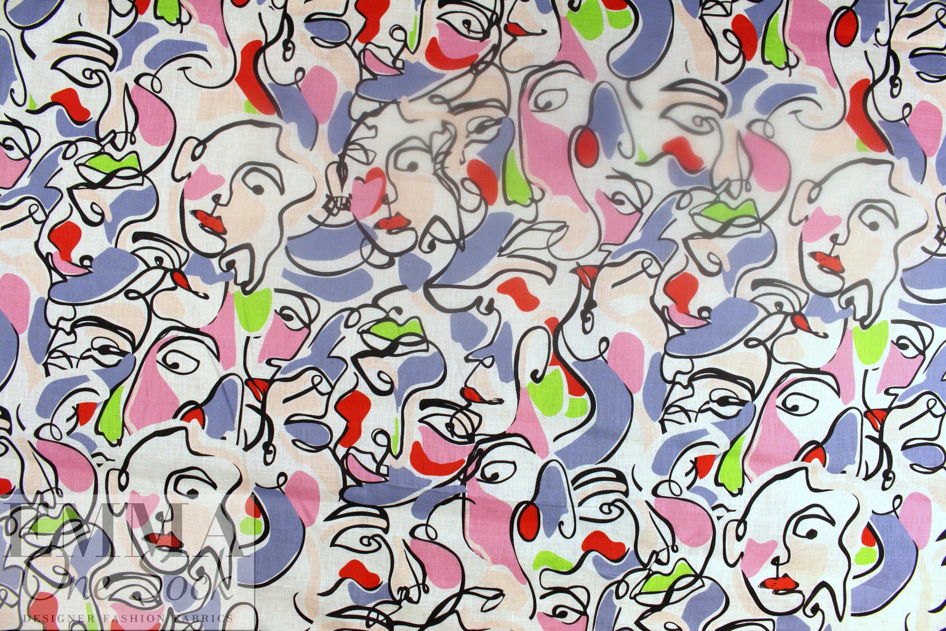 100% linen digital print - face to face 2 yd