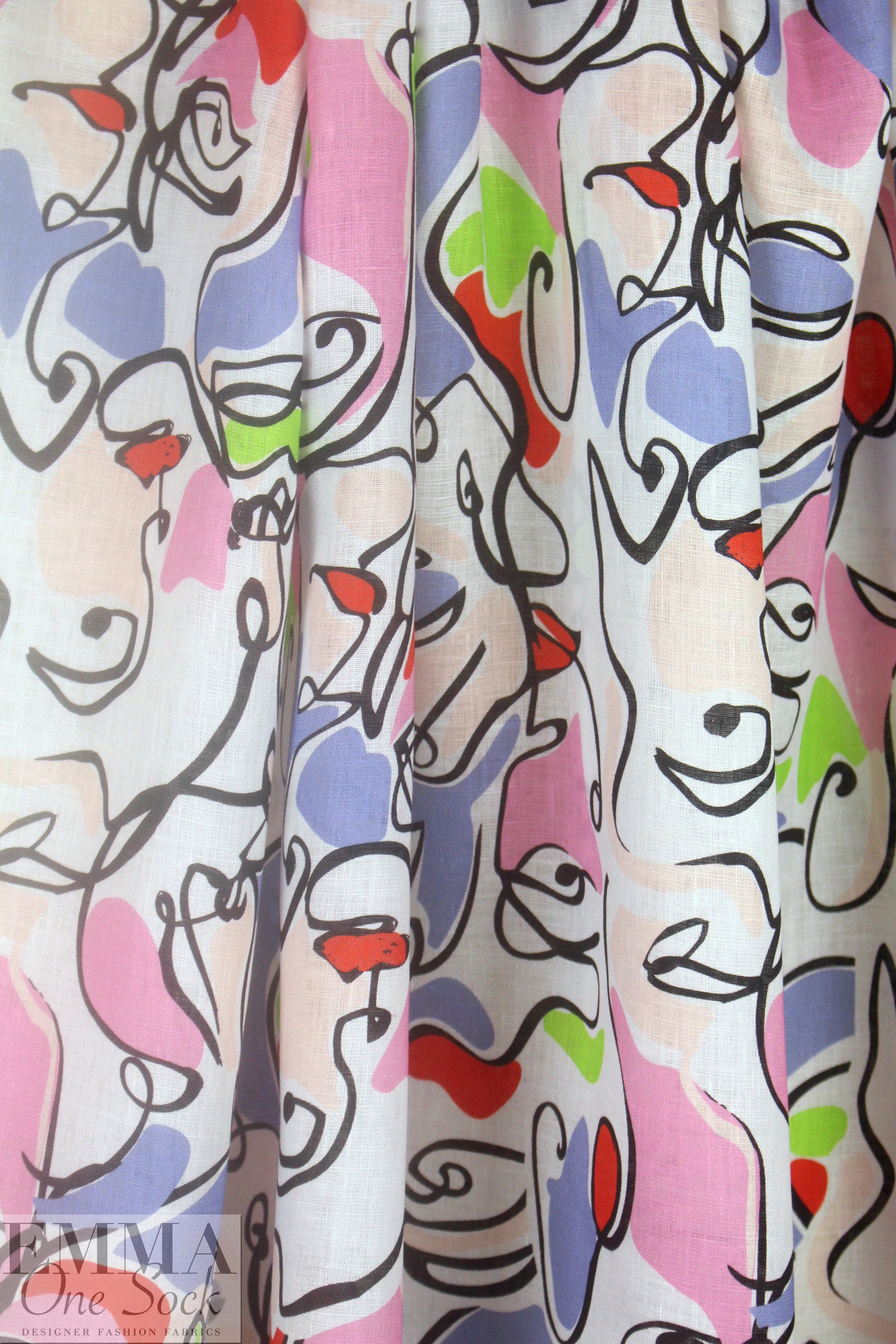 100% linen digital print - face to face 1.5 yds