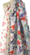 100% linen digital print - watercolor border floral 1.625 yds
