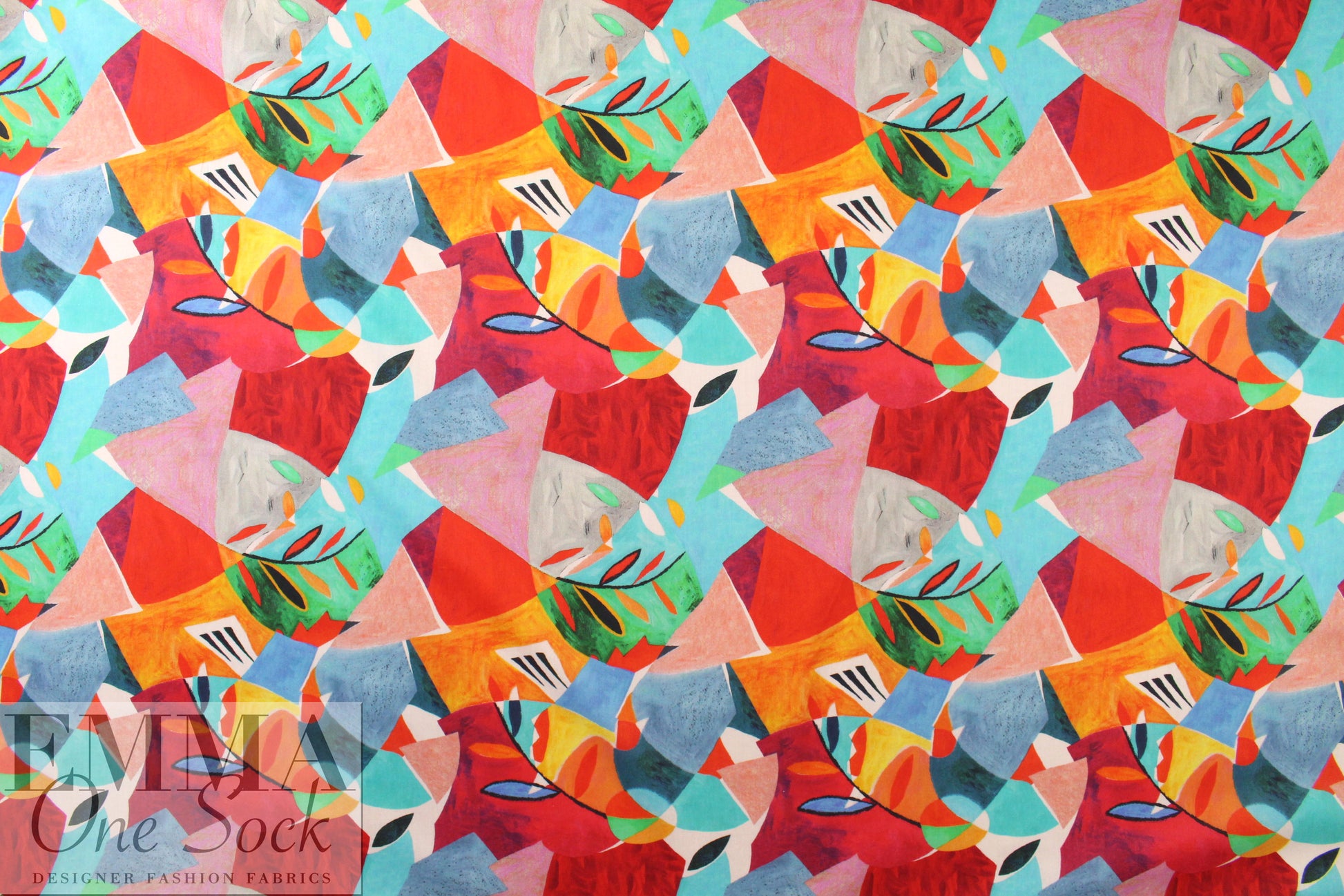 colorful cubism lightweight cotton poplin 1.625 yd