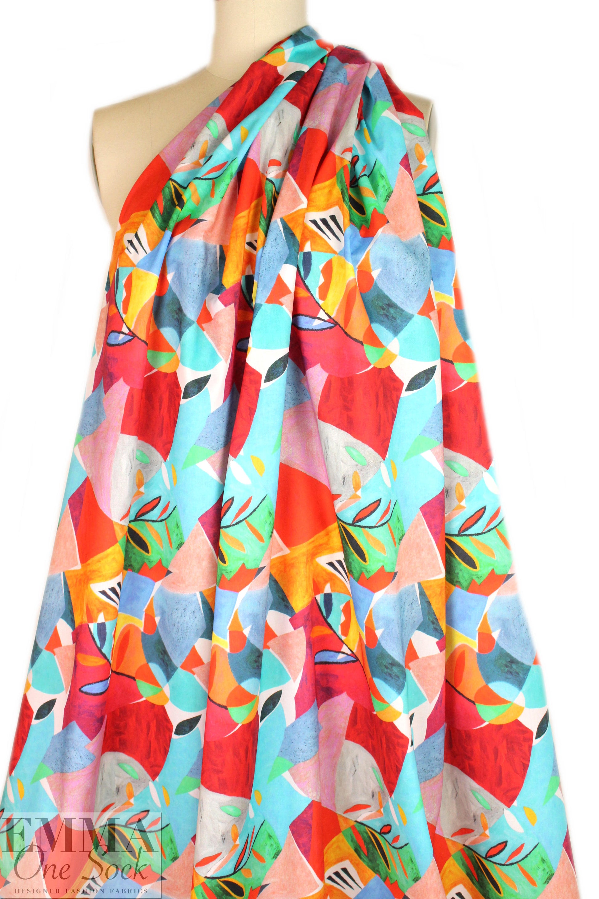 colorful cubism lightweight cotton poplin 1.75 yd
