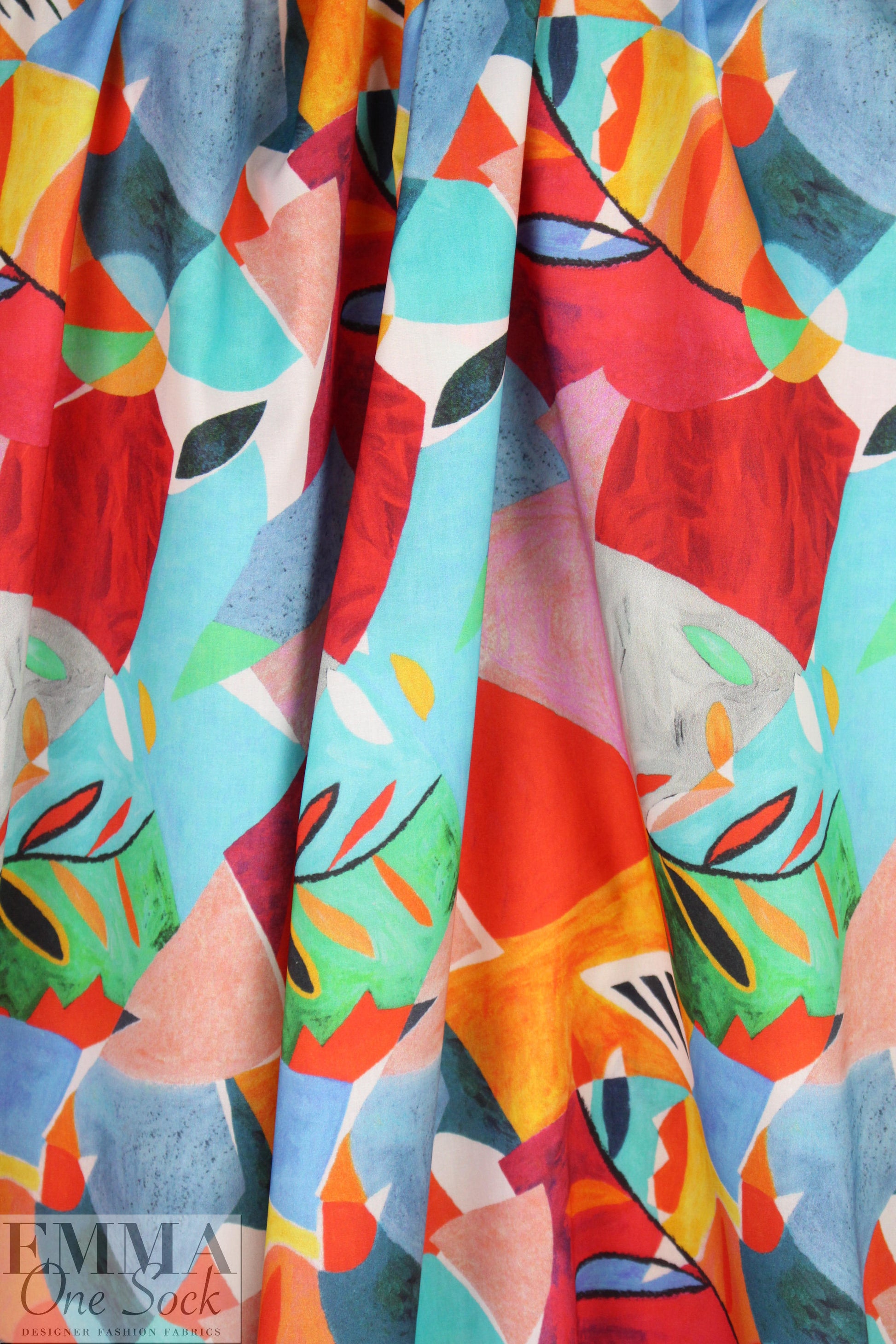 colorful cubism lightweight cotton poplin 1.375 yd