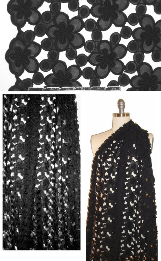 famous designer double scallop emb. flowery lace