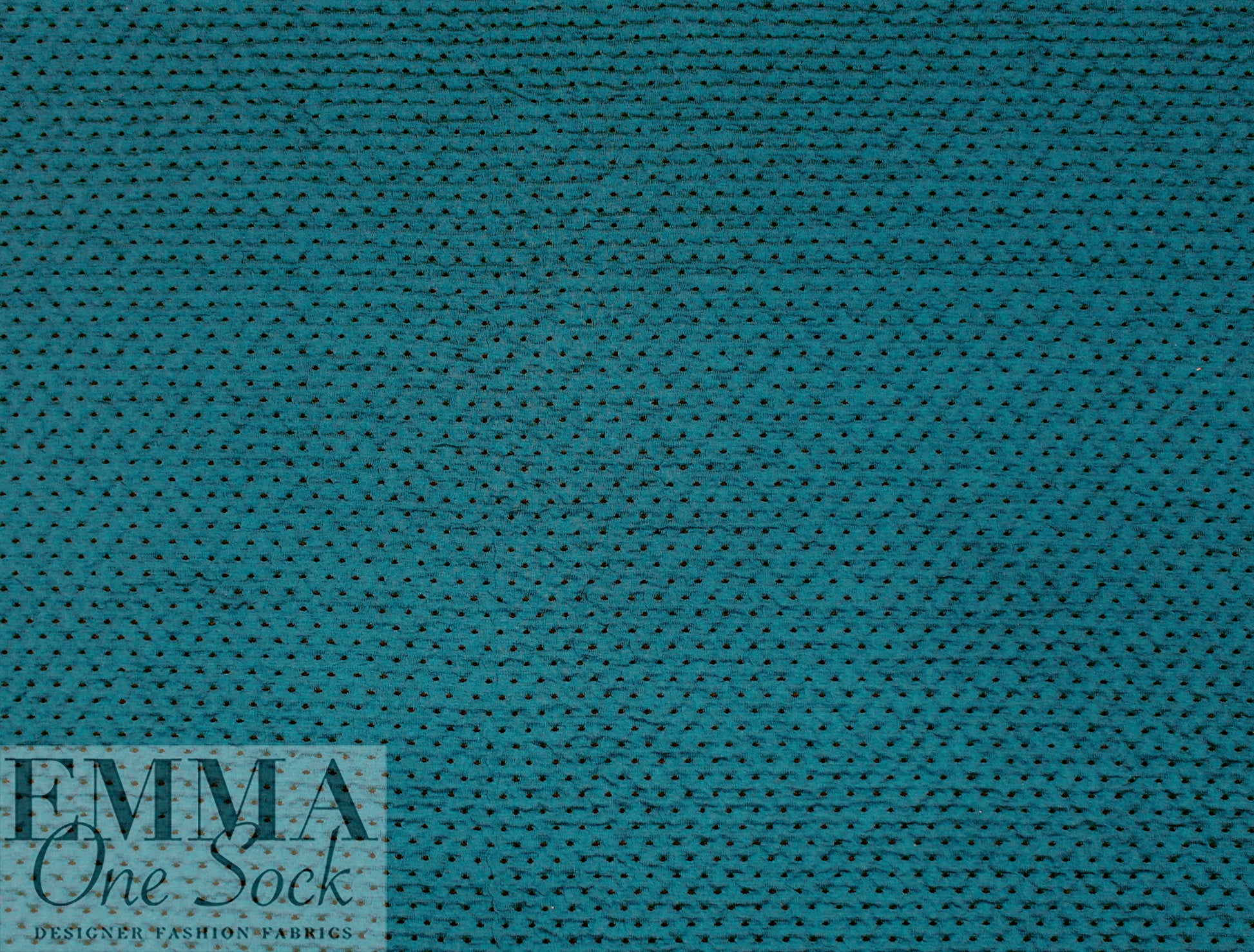 Italian textured dot 2-ply knit - teal/black .75 yds