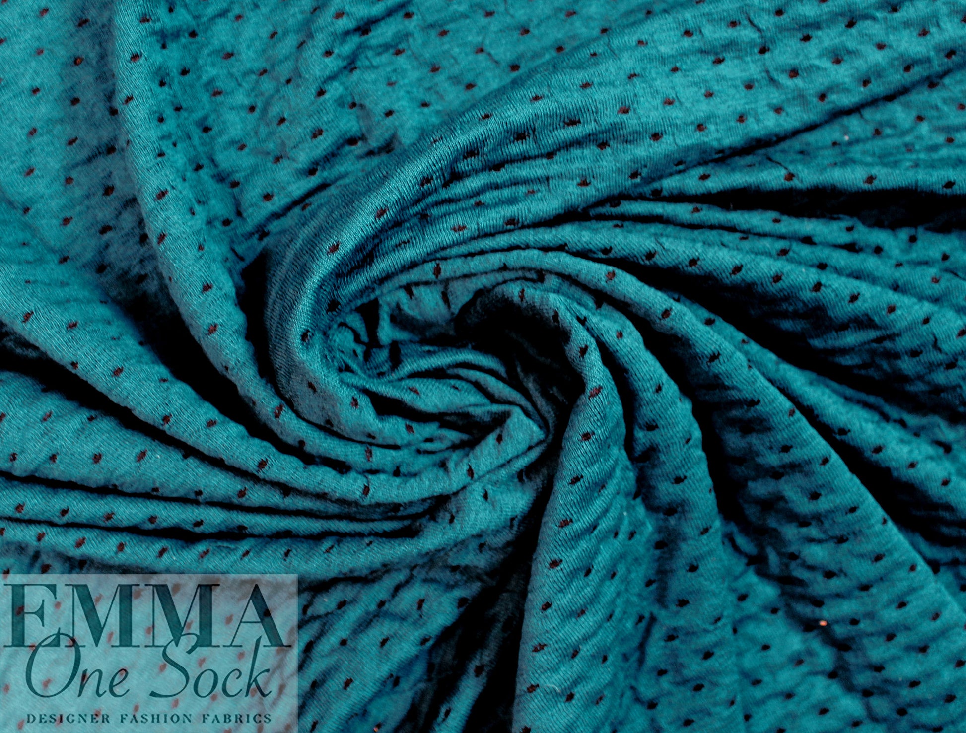 Italian textured dot 2-ply knit - teal/black .75 yds