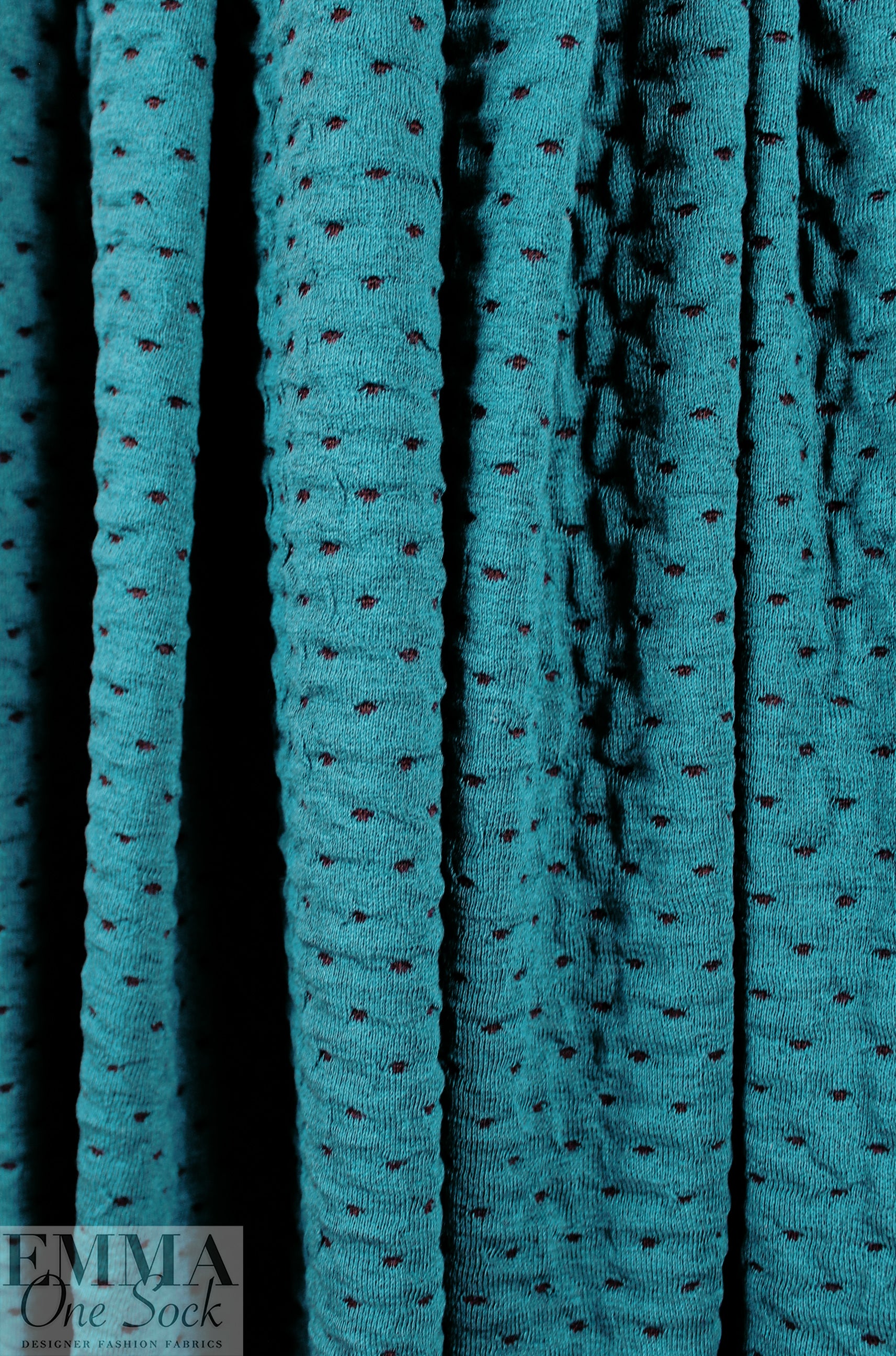 Italian textured dot 2-ply knit - teal/black .75 yds