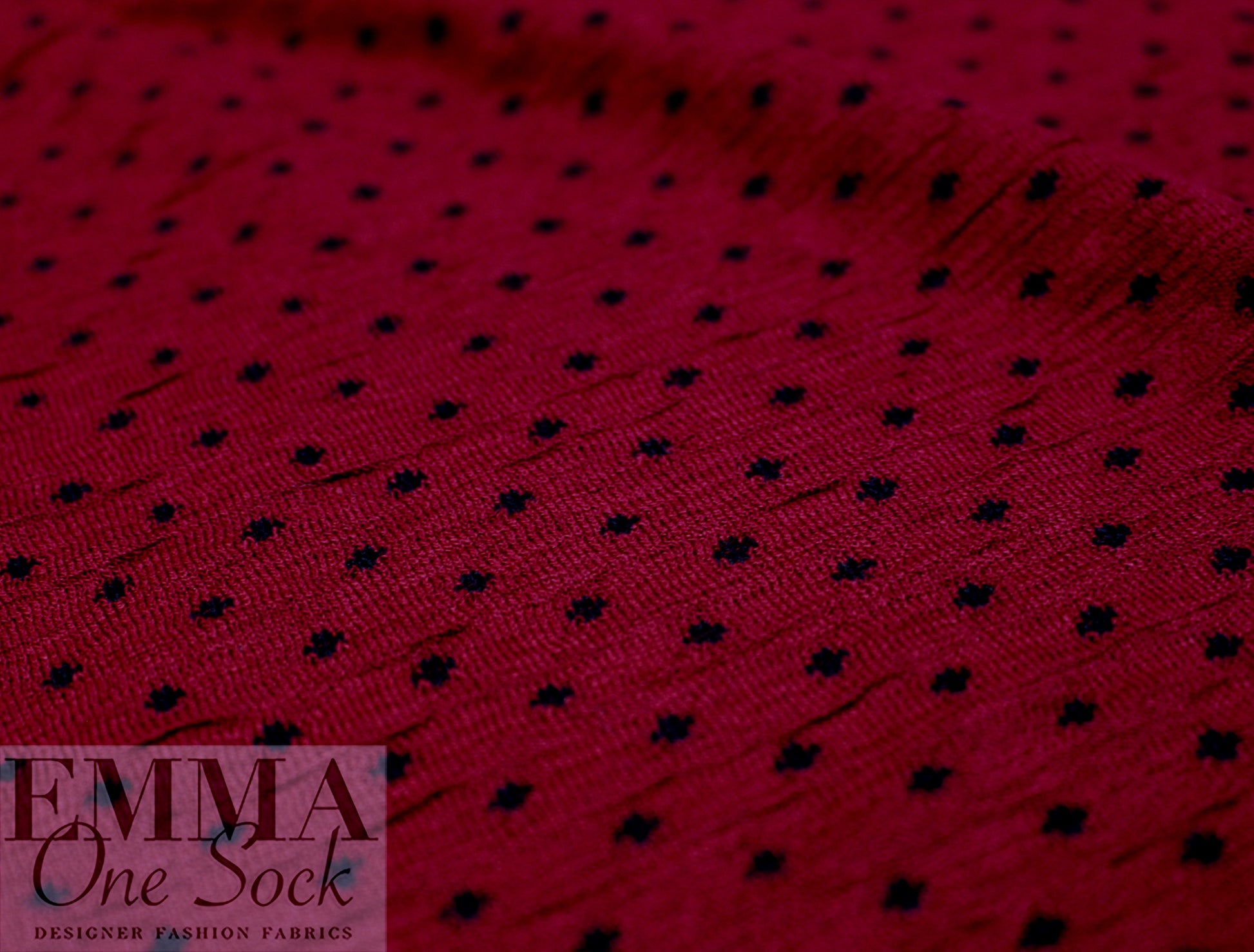 Italian textured dot 2-ply knit - Tibetan red/black 1.25 yds