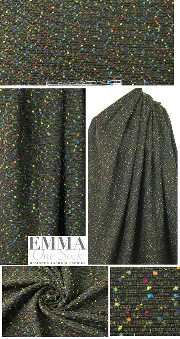 Italian fancy dotted green boucle' suiting