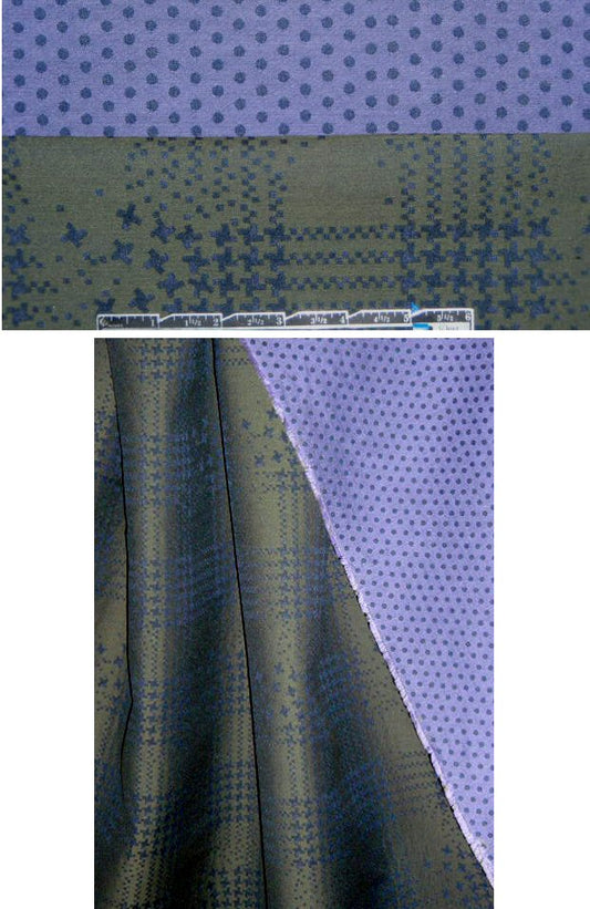 French double-sided dot/plaid jacquard suiting