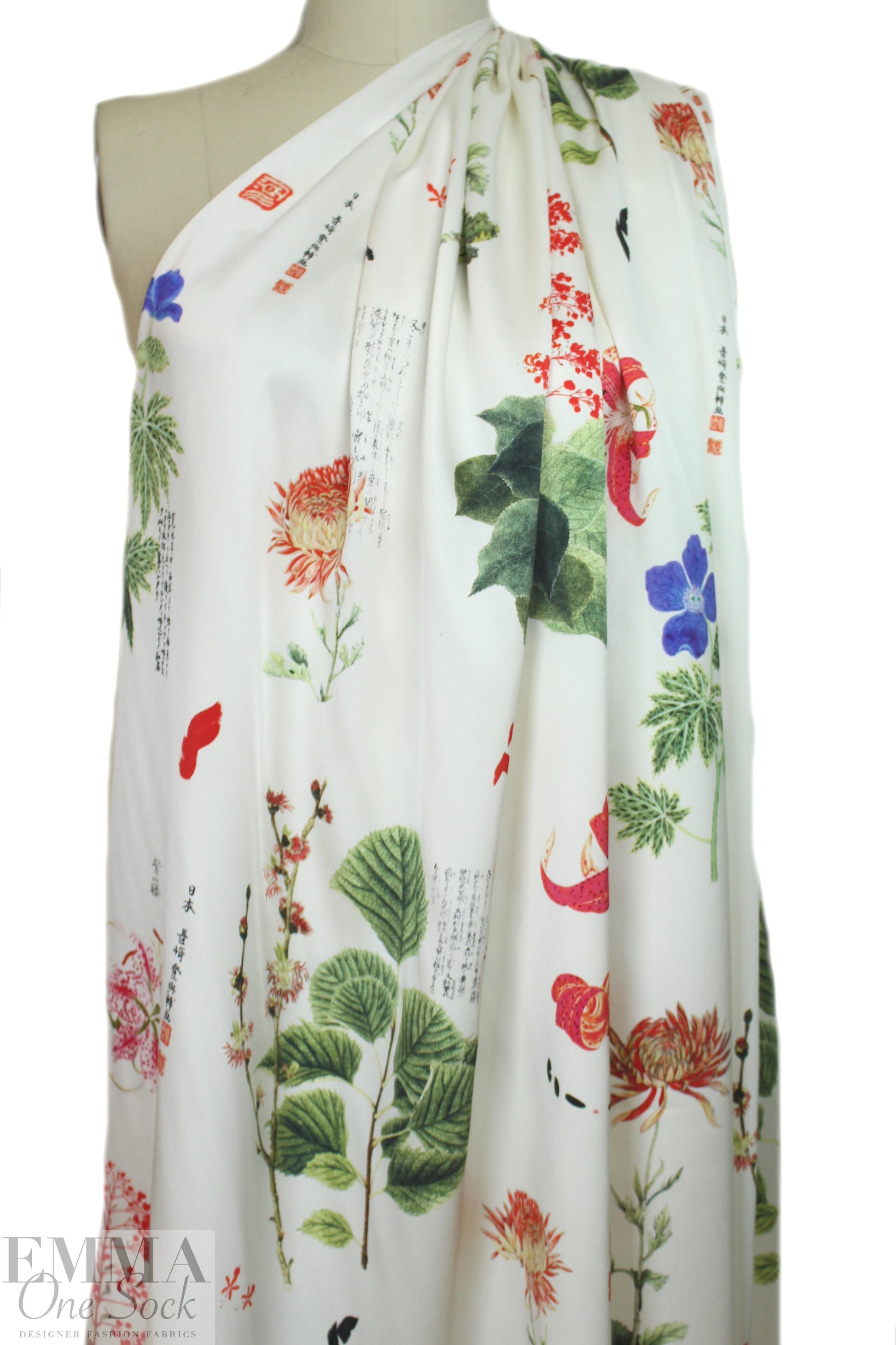 designer double silk charmeuse - Asian botanical