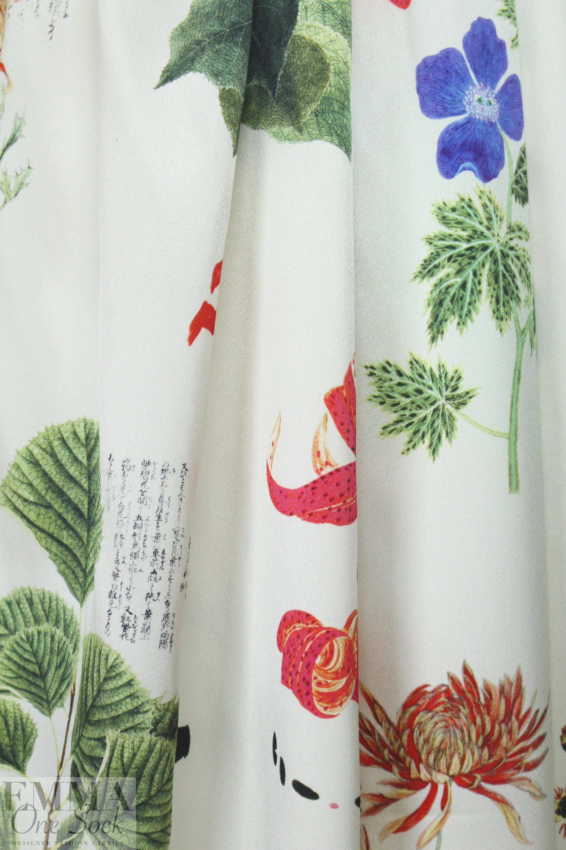 designer double silk charmeuse - Asian botanical 1.25 yds