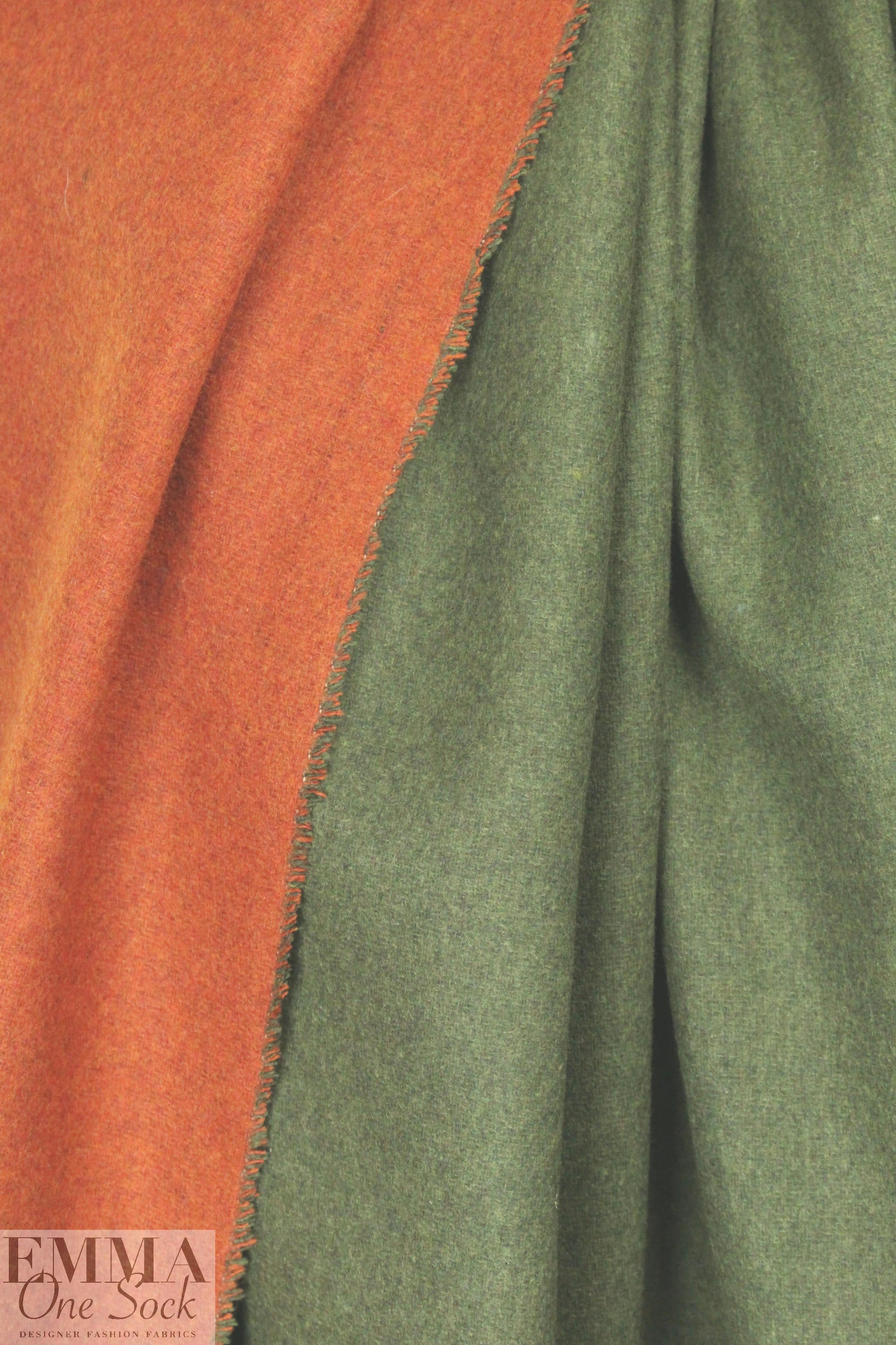 Italian wool blend doublecloth coating - chili/loden 1 yard