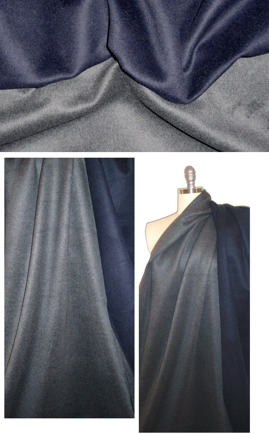 wool blend doublecloth coating - charcoal/dk. navy 1.375 yds