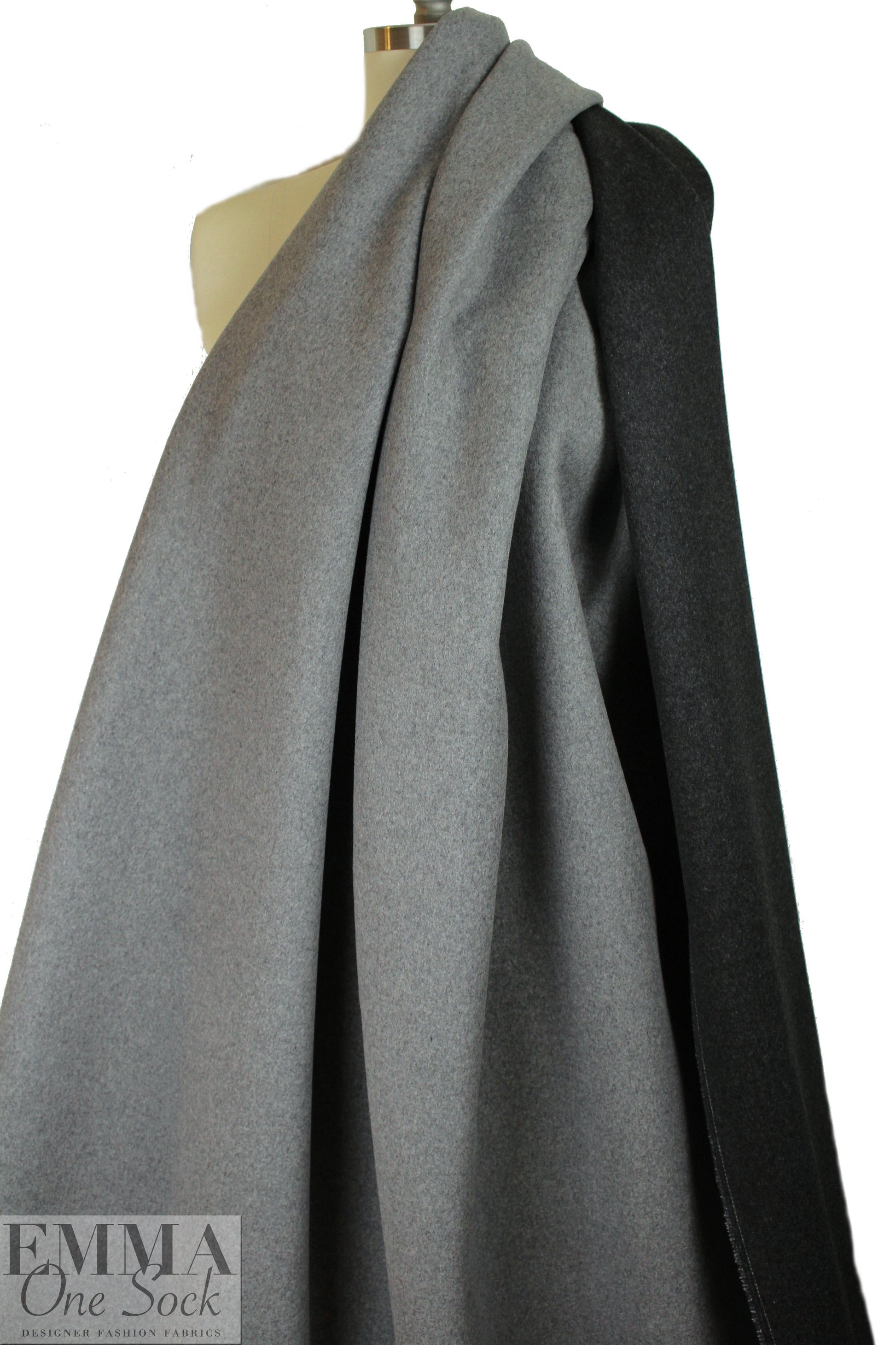 wool blend doublecloth coating - charcoal/light gray 2 yds