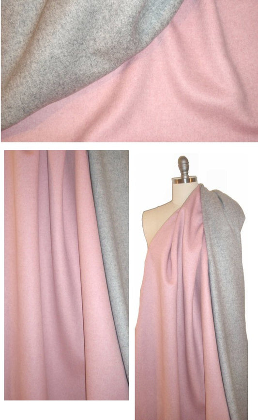 wool blend doublecloth coating - lt. gray/pink 2 yd