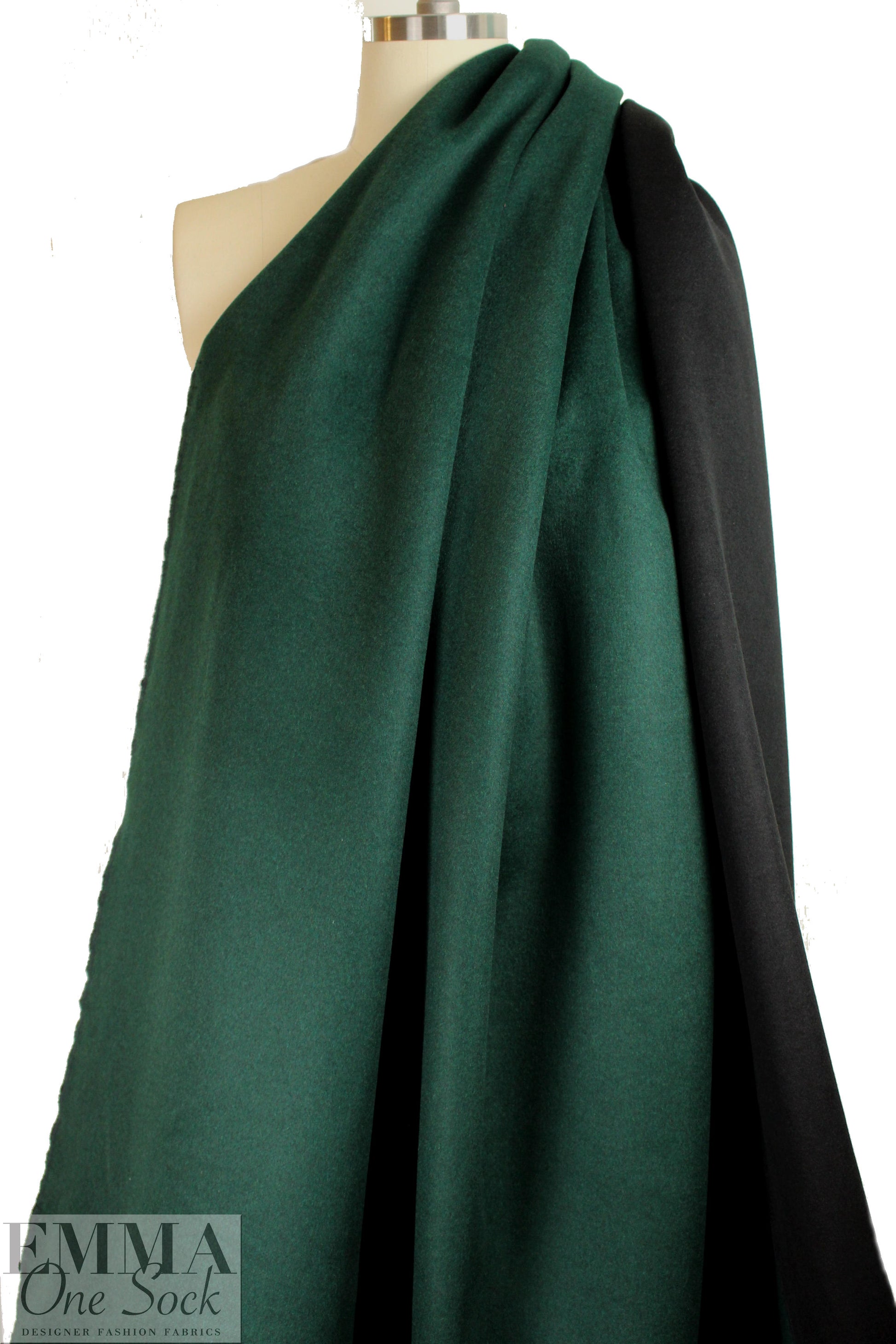 wool blend doublecloth coating - pine/black 2.66 yd