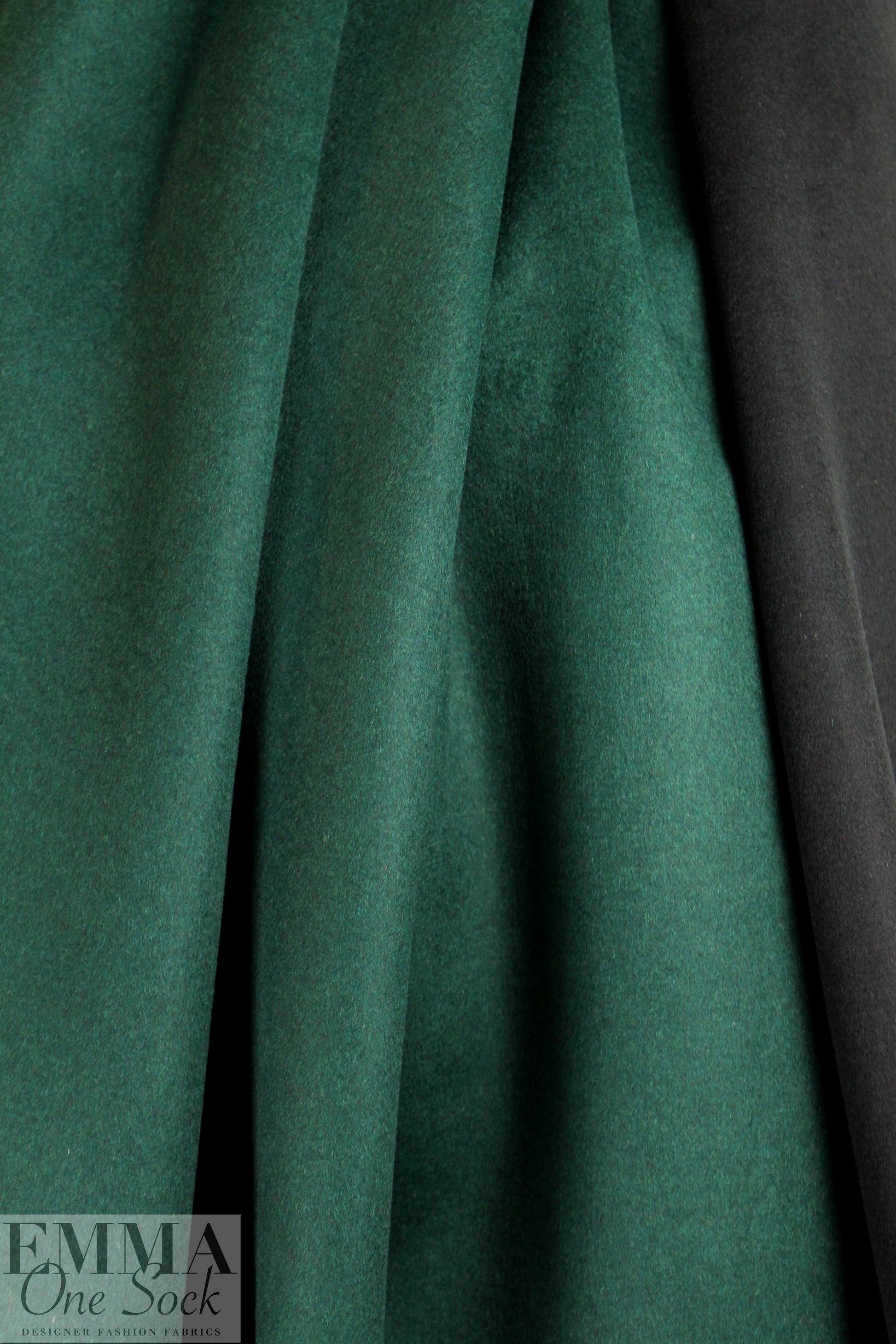 wool blend doublecloth coating - pine/black 2.5 yd