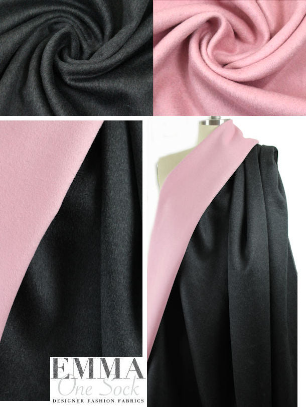 wool/angora/cashmere blend doublecloth - pink/off black 2.375 yds