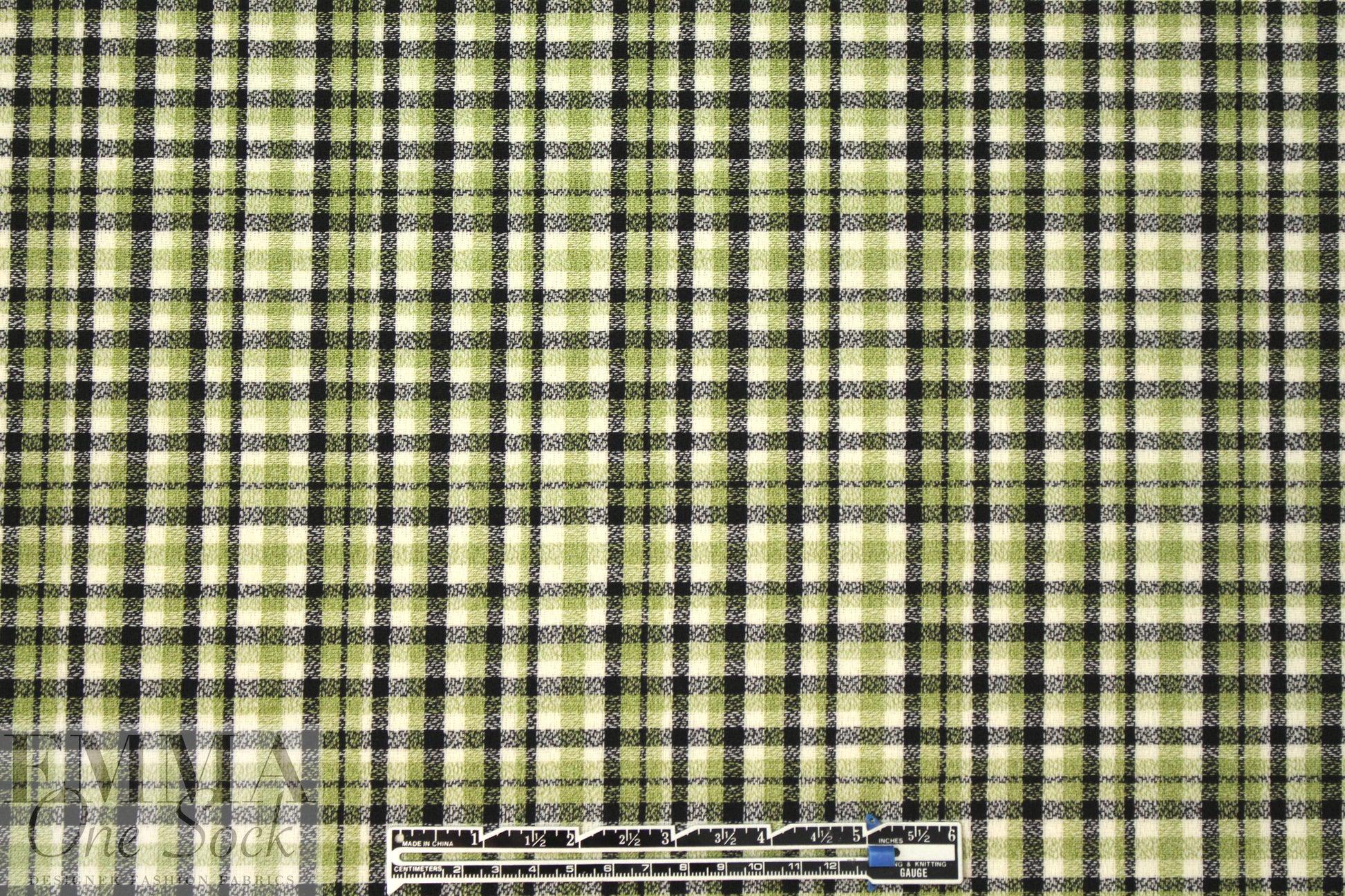 famous designer virgin wool doublecloth - sage check