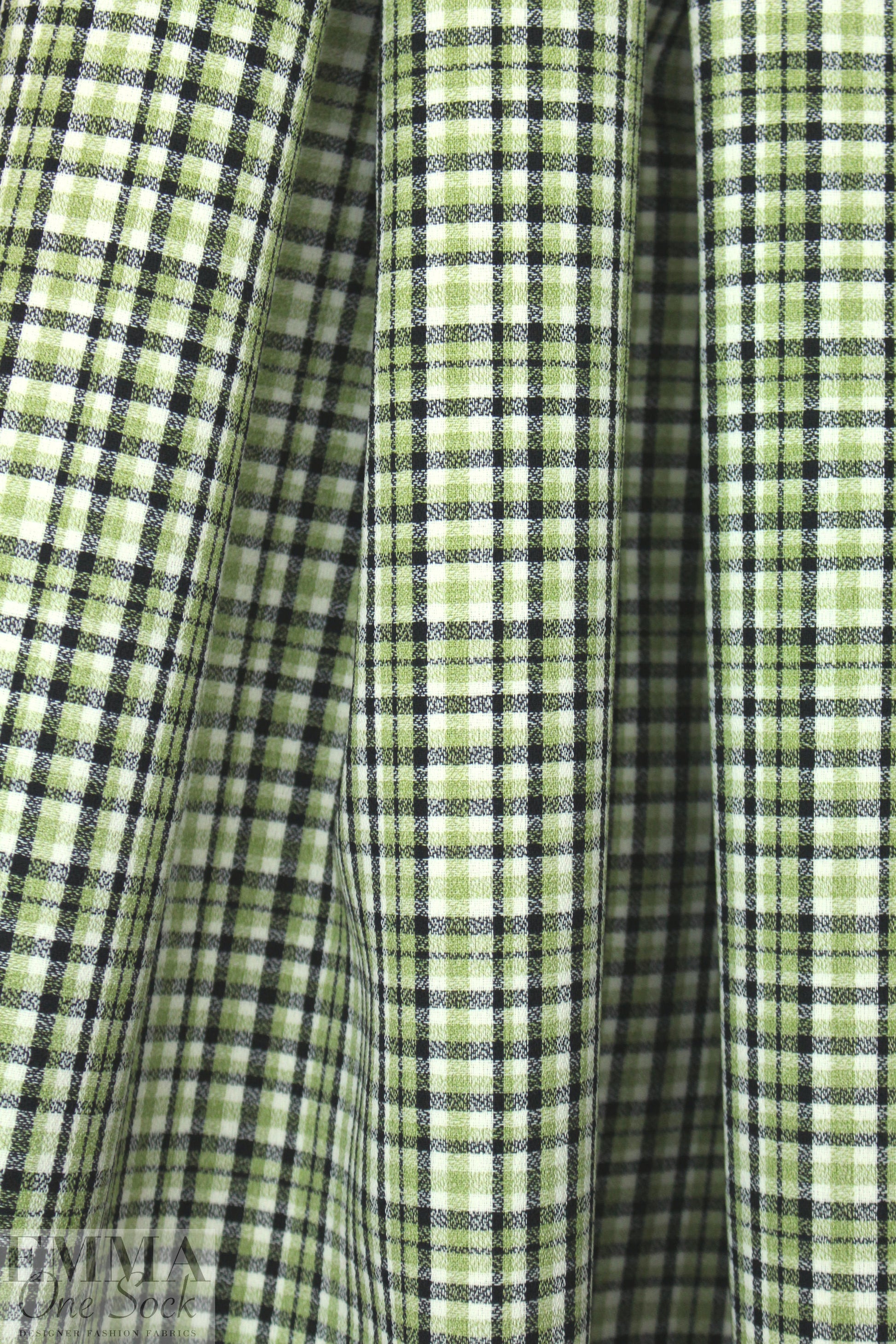famous designer virgin wool doublecloth - sage check