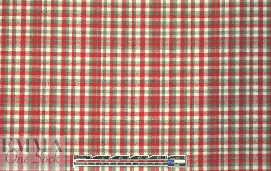 famous designer virgin wool doublecloth - red/loden check 3 yds