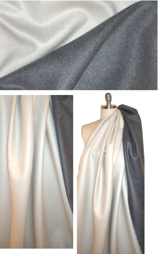 Italian wool/cashmere doublecloth coating - charcoal/vanilla