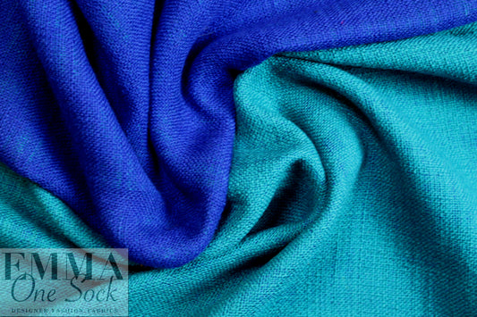 Italian wool blend doublecloth 'rustic' suiting - cobalt/capri