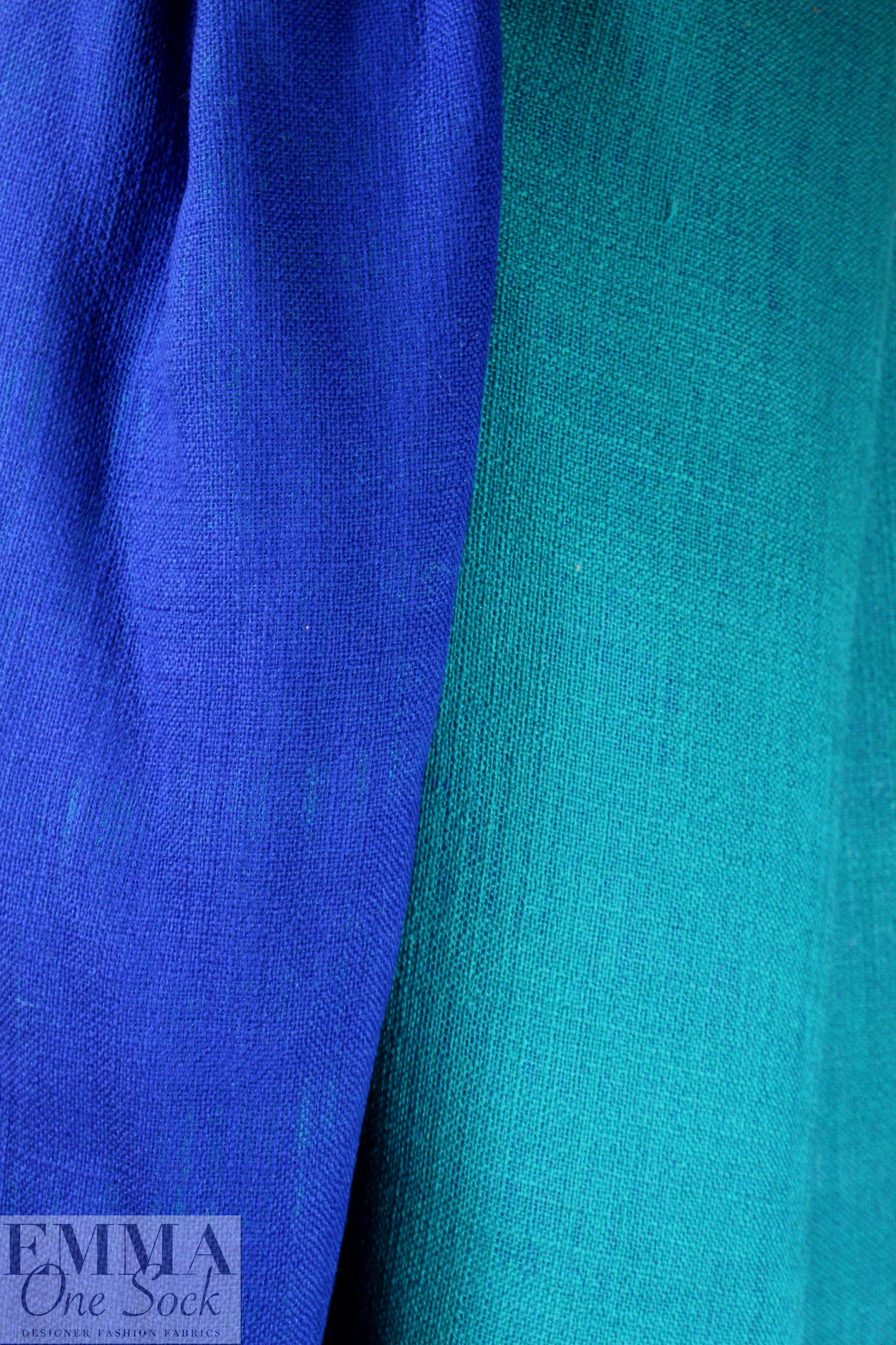 Italian wool blend doublecloth 'rustic' suiting - cobalt/capri
