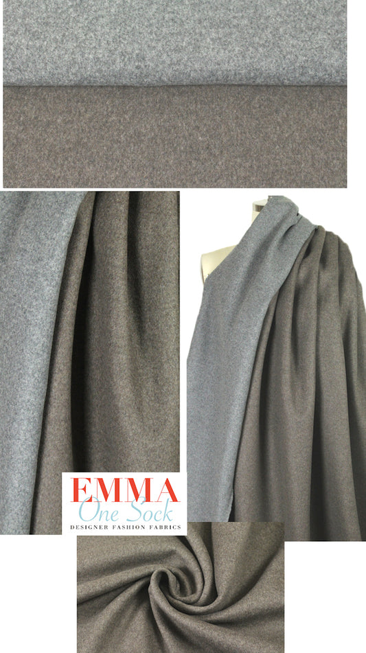 Italian wool/cashmere doublecloth - gray/mocha 2.125 yds