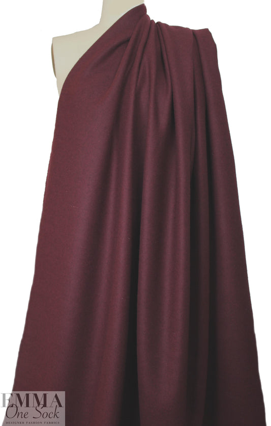 Italian brushed wool doublecloth coating - burgundy